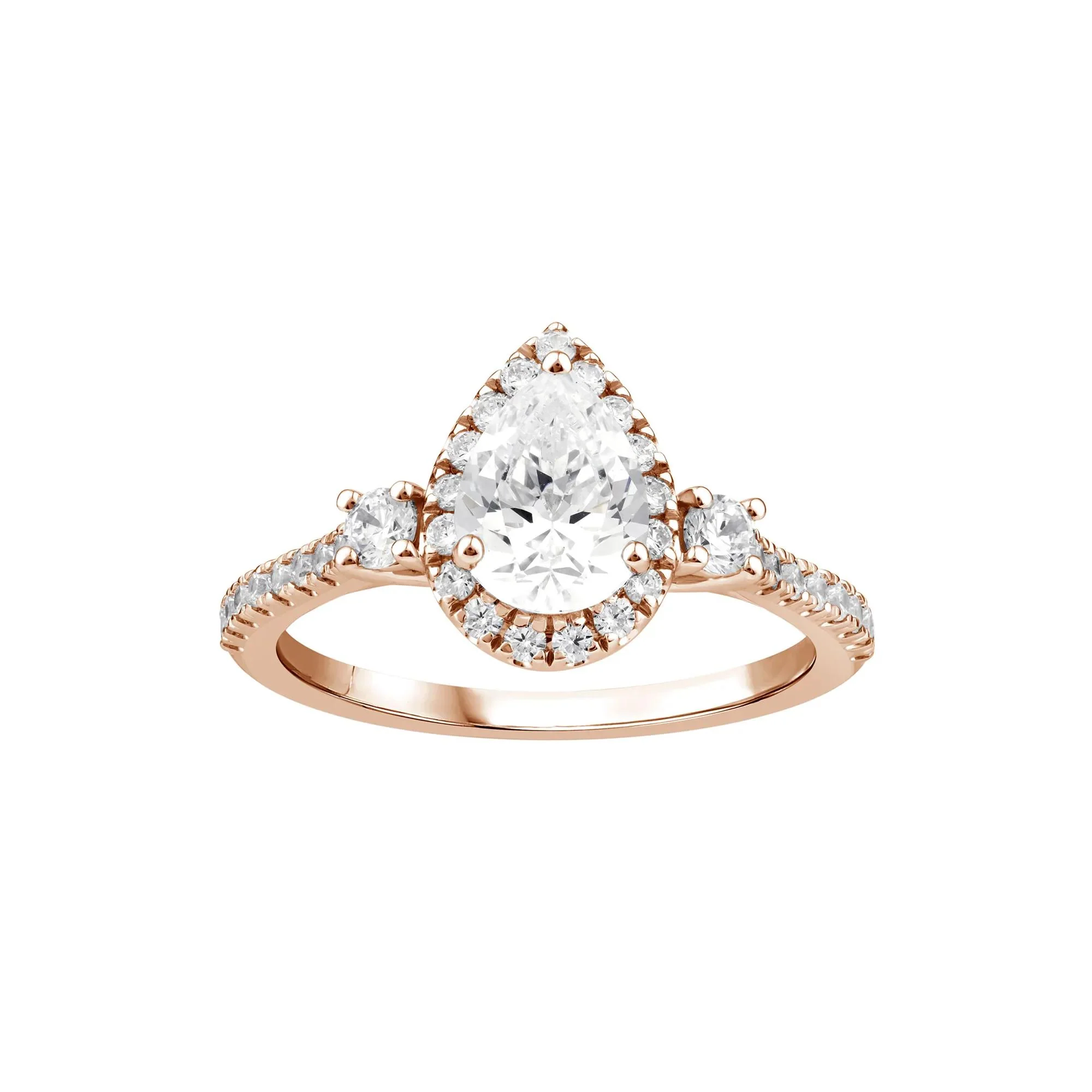 1/5 CT. Tw. Lab Grown Diamond Engagement Ring 10K White Gold Round Brilliant Cut Rose Size 6.5