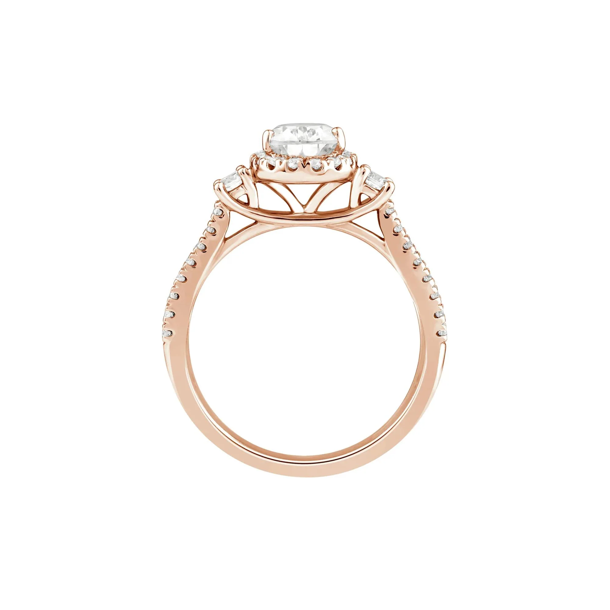 1/5 CT. Tw. Lab Grown Diamond Engagement Ring 10K White Gold Round Brilliant Cut Rose Size 7.5 - Image 2