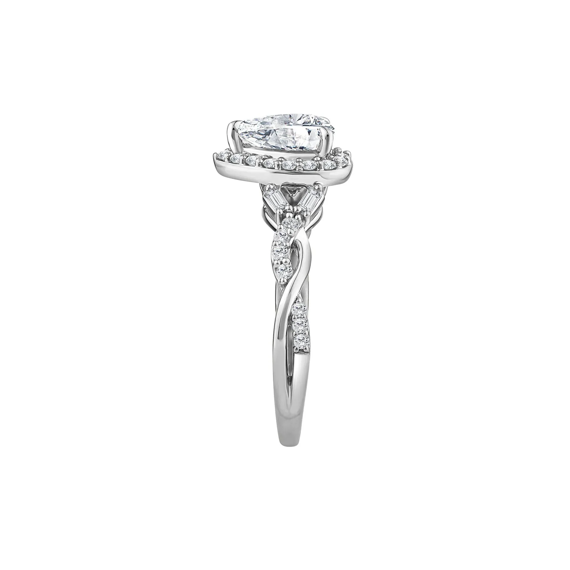 1 CT. Tw. Lab Grown Diamond Pear-Shaped Halo Engagement Ring 10K White Gold Round Brilliant Cut Size 6.5 - Image 3