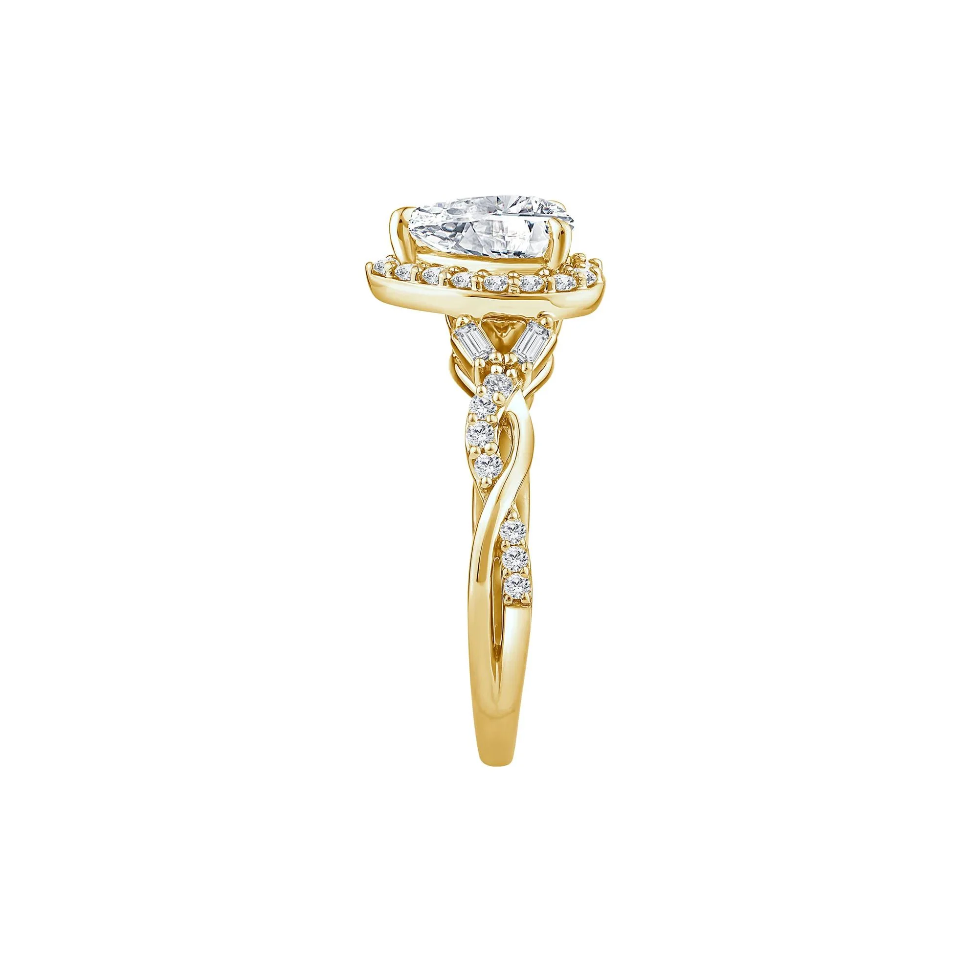 1 CT. Tw. Lab Grown Diamond Pear-Shaped Halo Engagement Ring 10K Yellow Gold Round Brilliant Cut Size 7.5 - Image 3