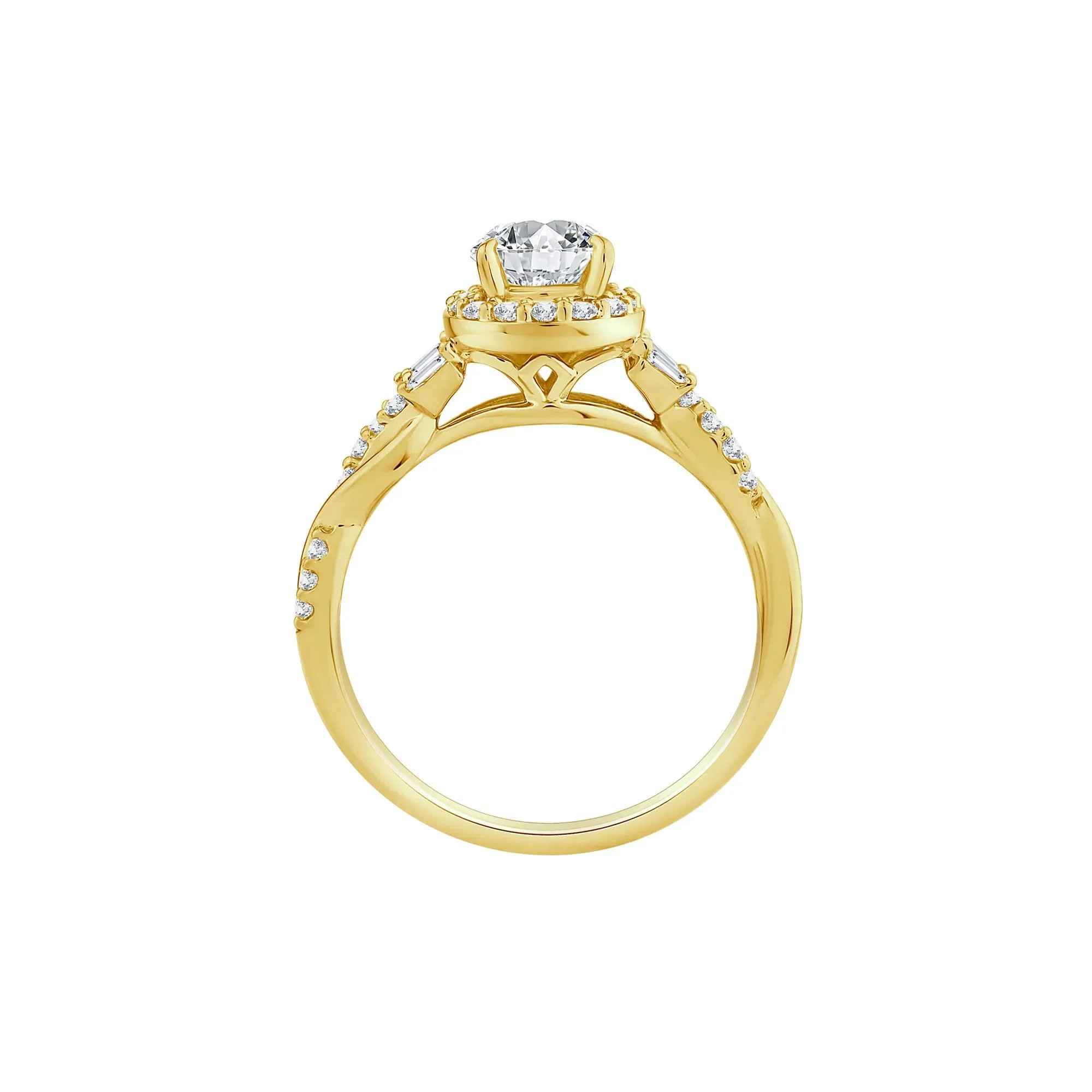 1 CT. Tw. Lab Grown Diamond Pear-Shaped Halo Engagement Ring 10K Yellow Gold Round Brilliant Cut Size 8.5 - Image 2