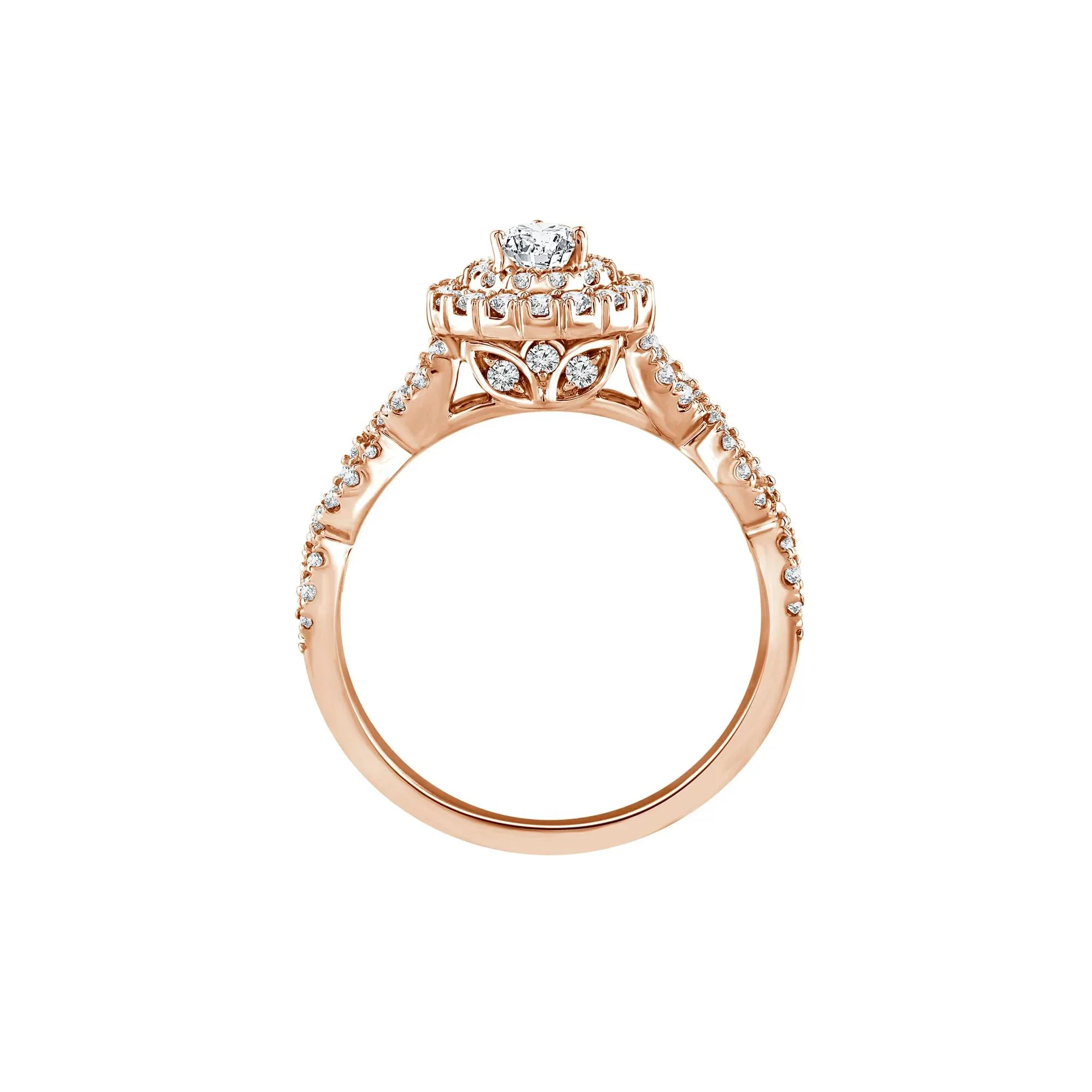 1 CT. Tw. Lab Grown Diamond Pear-Shaped Engagement Ring 10K Rose Gold Round Brilliant Cut Size 6 1mm - Image 2
