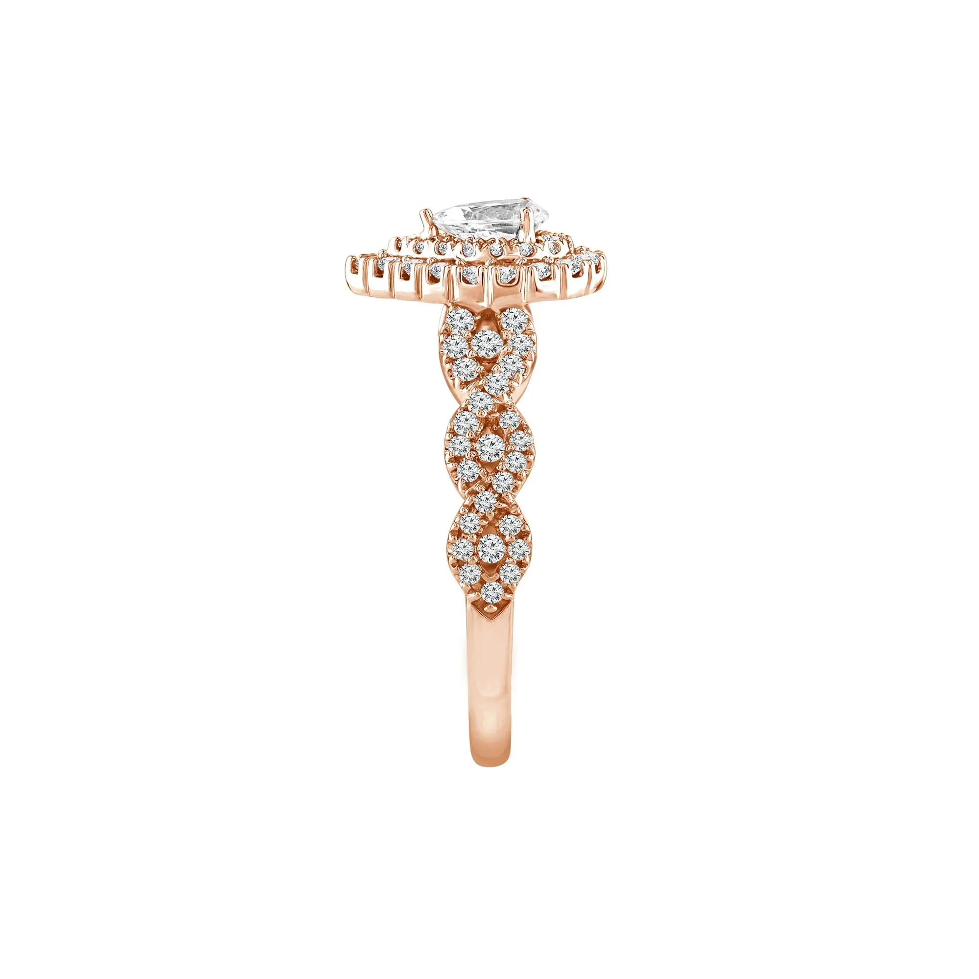 1 CT. Tw. Lab Grown Diamond Pear-Shaped Engagement Ring 10K Rose Gold Round Brilliant Cut Size 9 1mm - Image 3