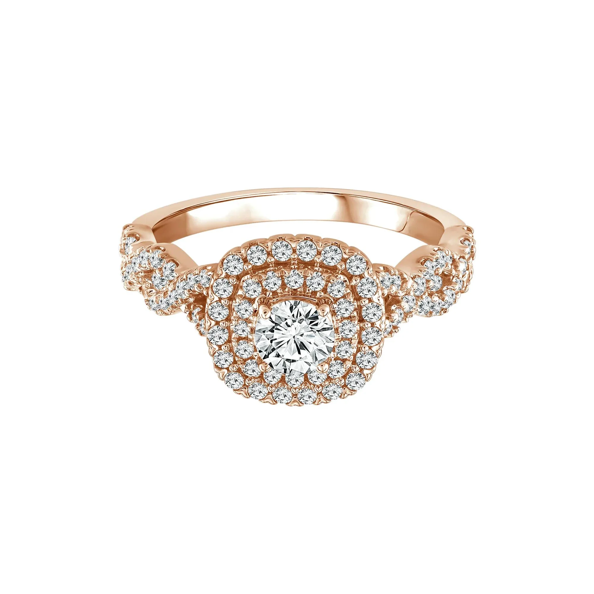 1 CT. Tw. Lab Grown Diamond Engagement Ring 10K Rose Gold Round Brilliant Cut Size 6.5 1mm