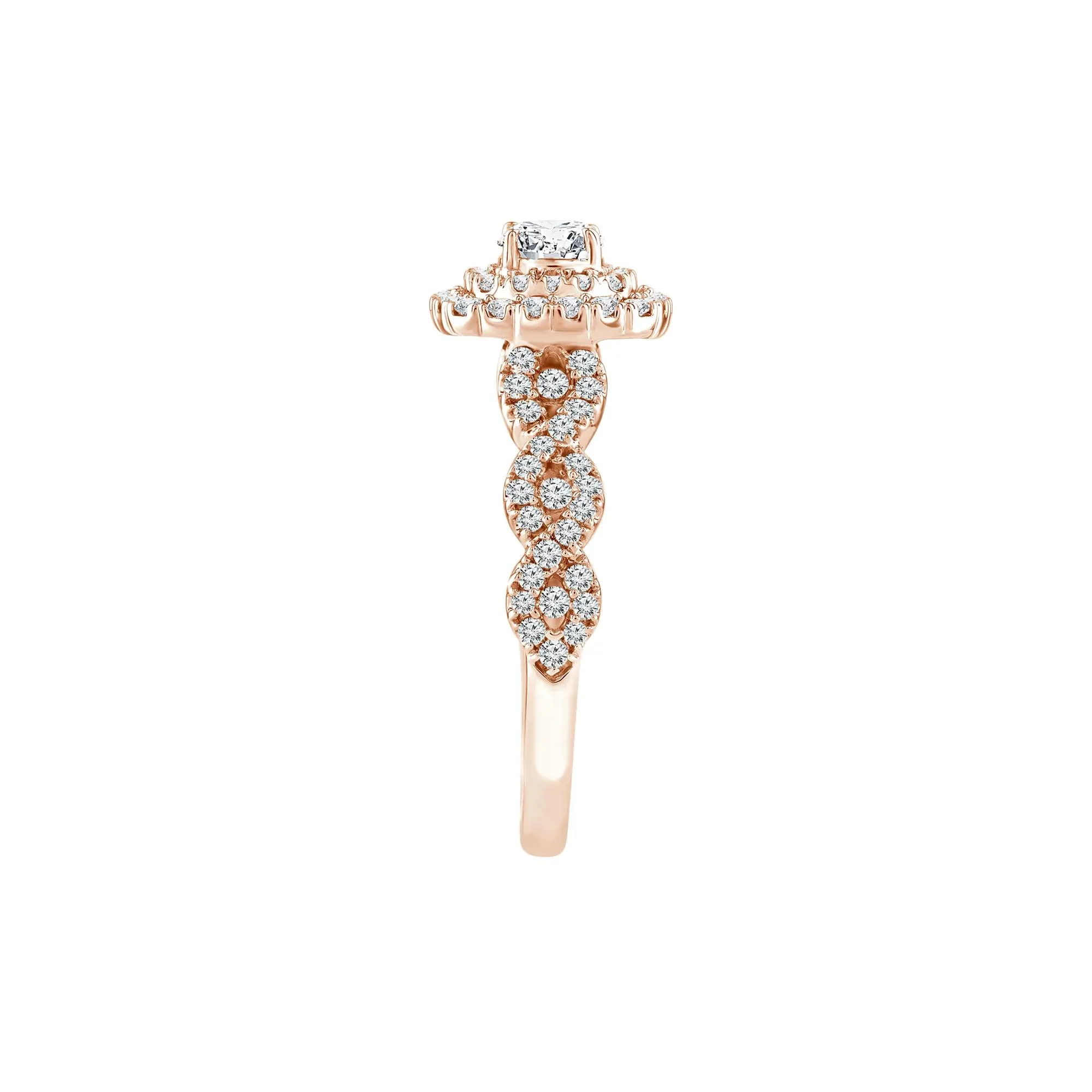 1 CT. Tw. Lab Grown Diamond Engagement Ring 10K Rose Gold Round Brilliant Cut Size 8.5 1mm - Image 3