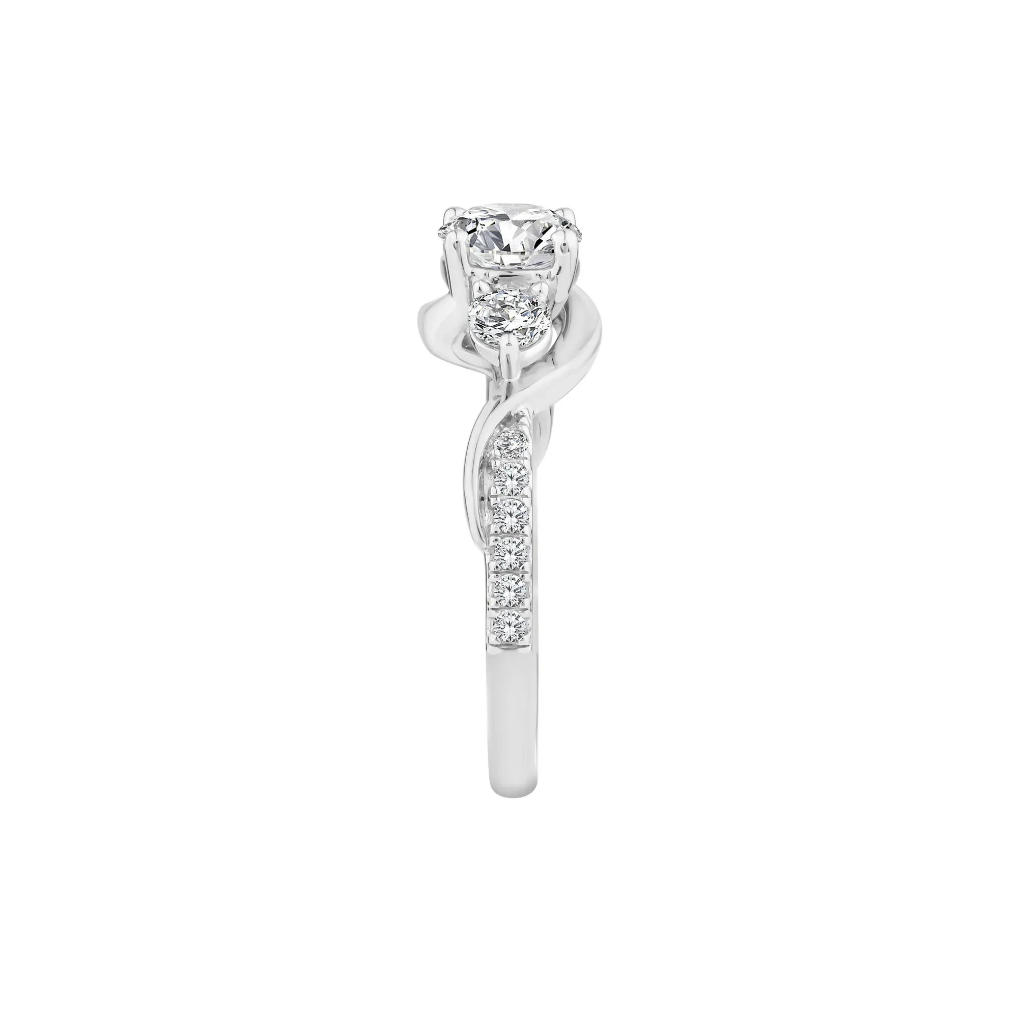 1/2 CT. Tw. Lab Grown Diamond Three-Stone Ring 10K White Gold Round Brilliant Cut Size 6 - Image 3