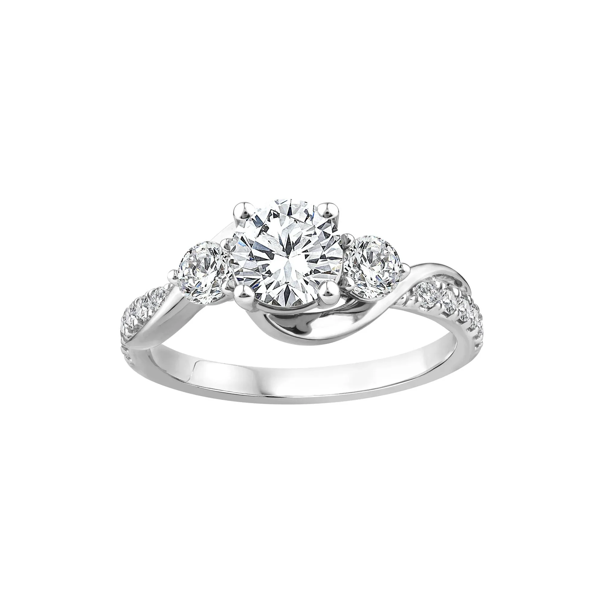 1/2 CT. Tw. Lab Grown Diamond Three-Stone Ring 10K White Gold Round Brilliant Cut Size 7.5