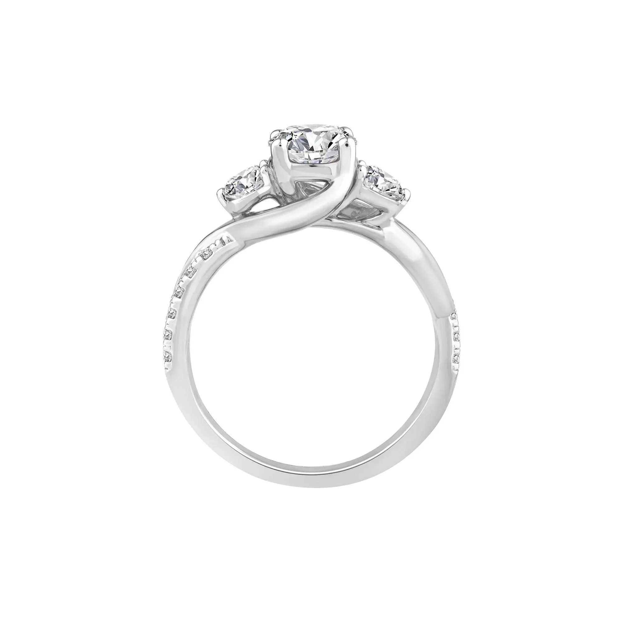 1/2 CT. Tw. Lab Grown Diamond Three-Stone Ring 10K White Gold Round Brilliant Cut Size 8.5 - Image 2