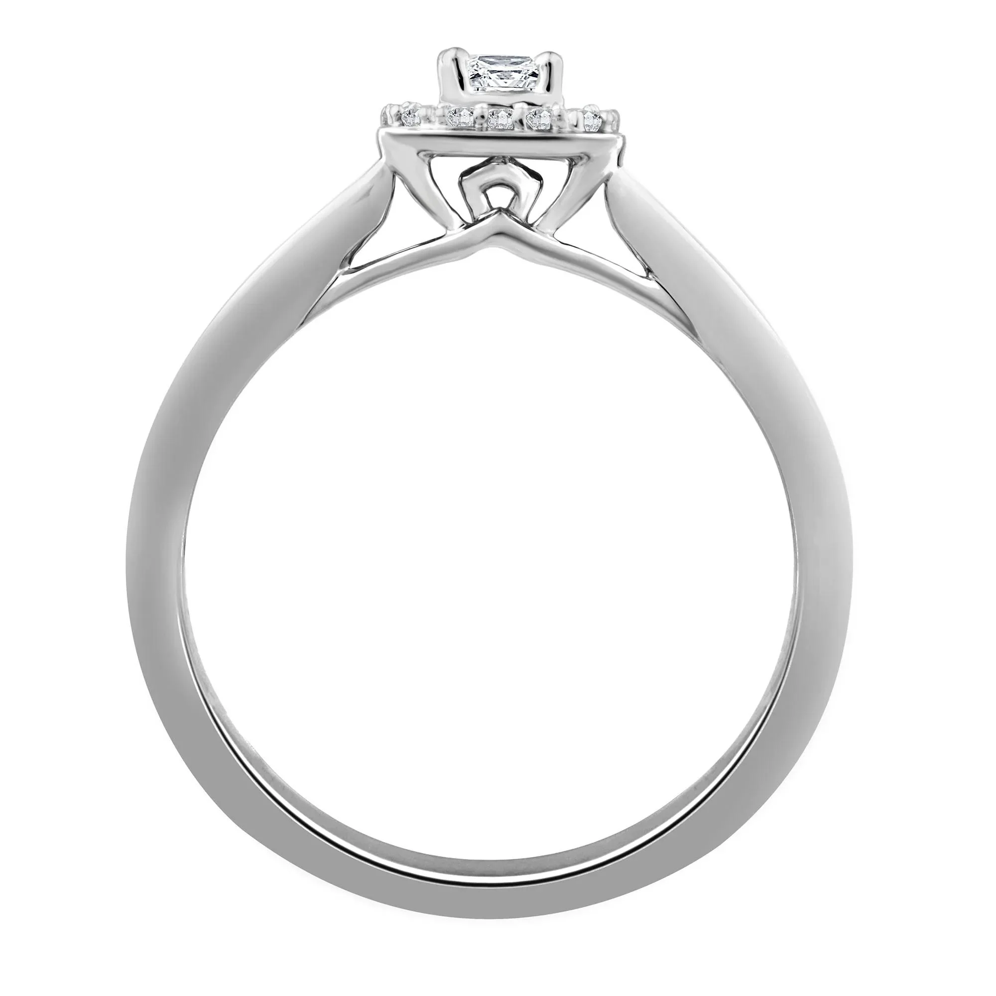 1/7 CT. Tw. Diamond and Blue Sapphire Promise Ring 10K White Gold Round Brilliant Cut Size 5.5 2mm - Image 2