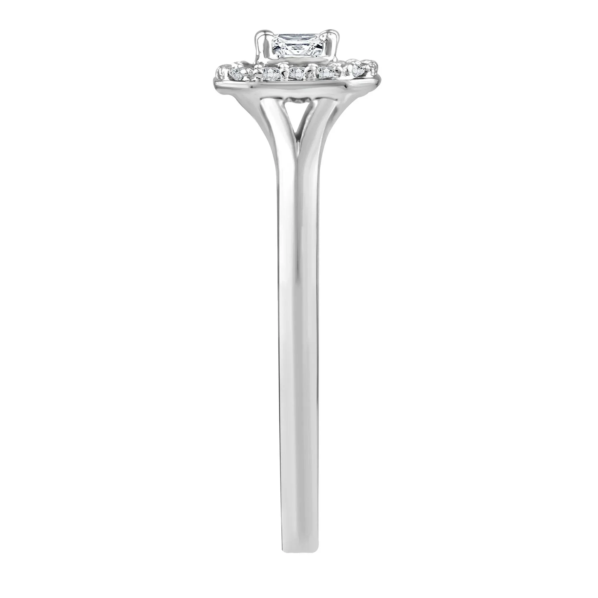 1/7 CT. Tw. Diamond and Blue Sapphire Promise Ring 10K White Gold Round Brilliant Cut Size 6.5 2mm - Image 3