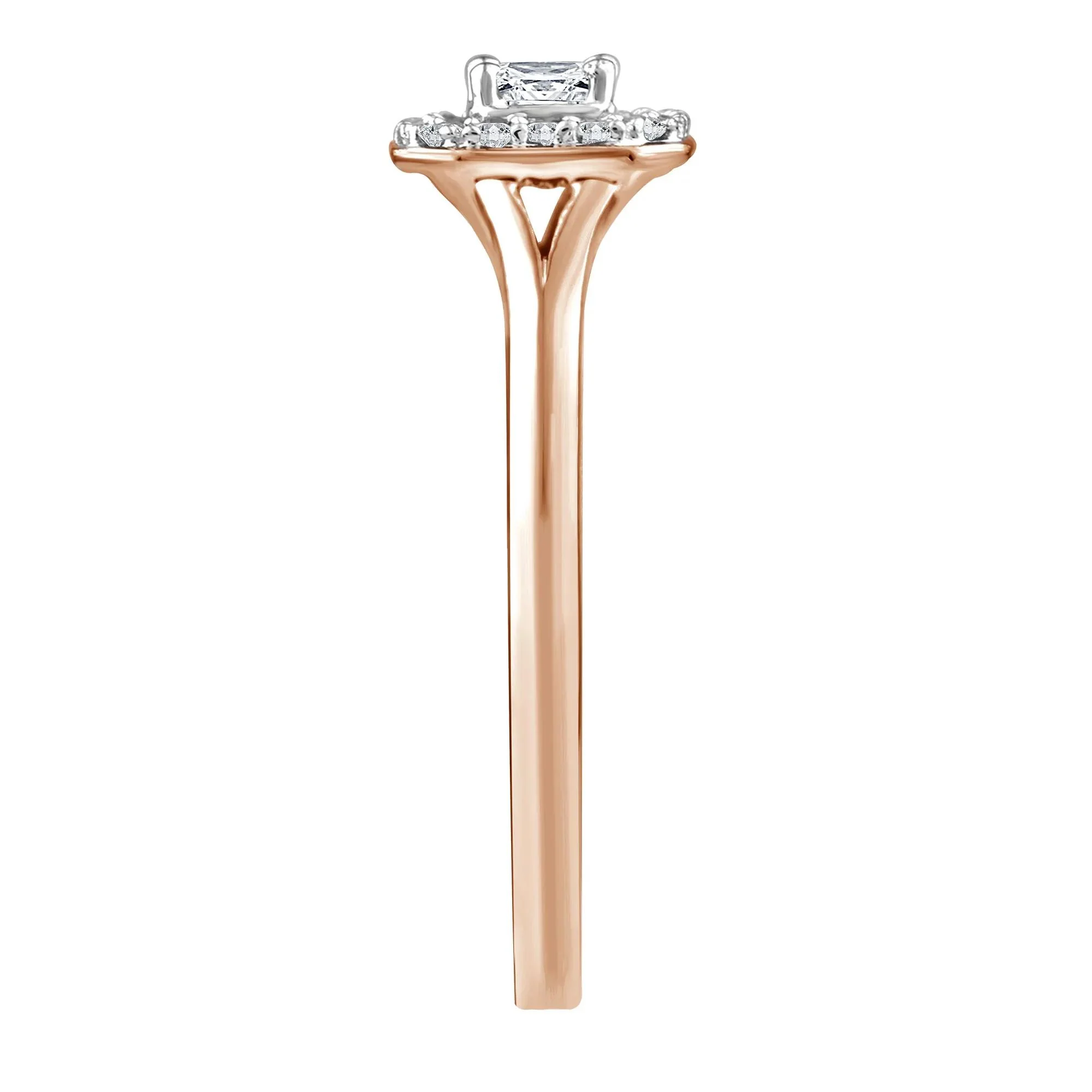 1/7 CT. Tw. Diamond and Blue Sapphire Promise Ring 10K Rose Gold Round Brilliant Cut Size 6 2mm - Image 3