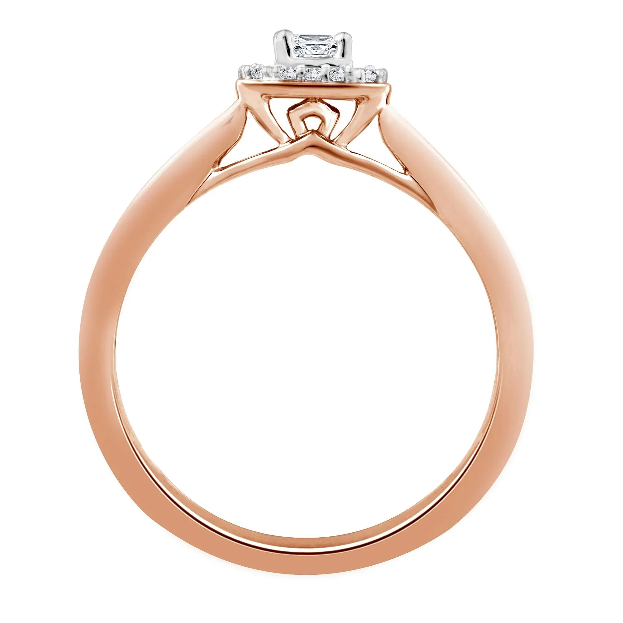 1/7 CT. Tw. Diamond and Blue Sapphire Promise Ring 10K Rose Gold Round Brilliant Cut Size 6.5 2mm - Image 2