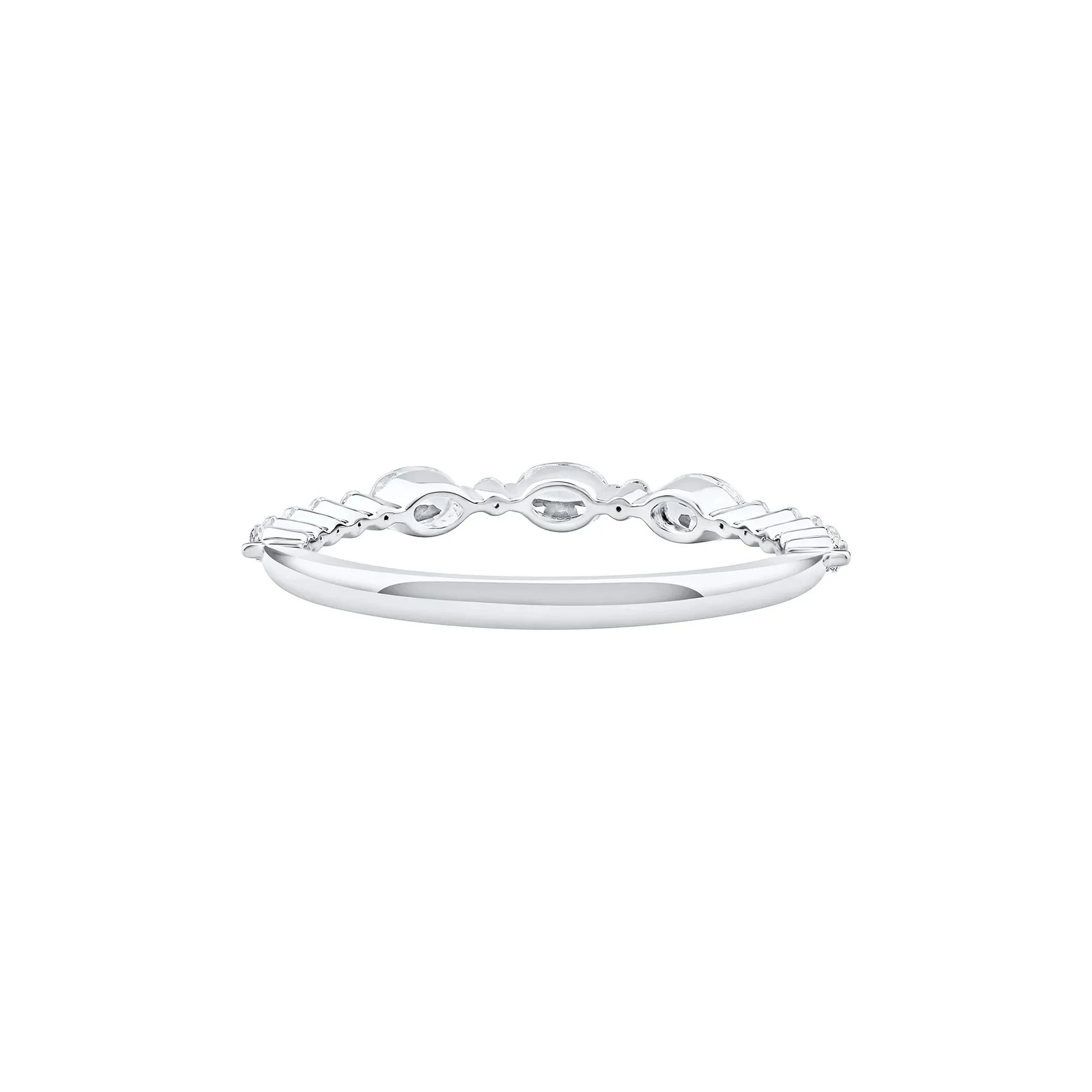 1/2 CT. Tw. Lab Grown Diamond Oval Band Ring 10K White Gold Round Brilliant Cut Size 5 2mm - Image 4