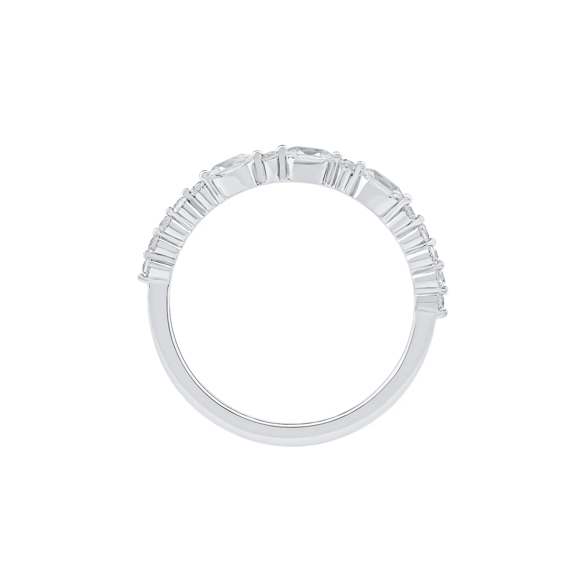 1/2 CT. Tw. Lab Grown Diamond Oval Band Ring 10K White Gold Round Brilliant Cut Size 5.5 2mm - Image 2