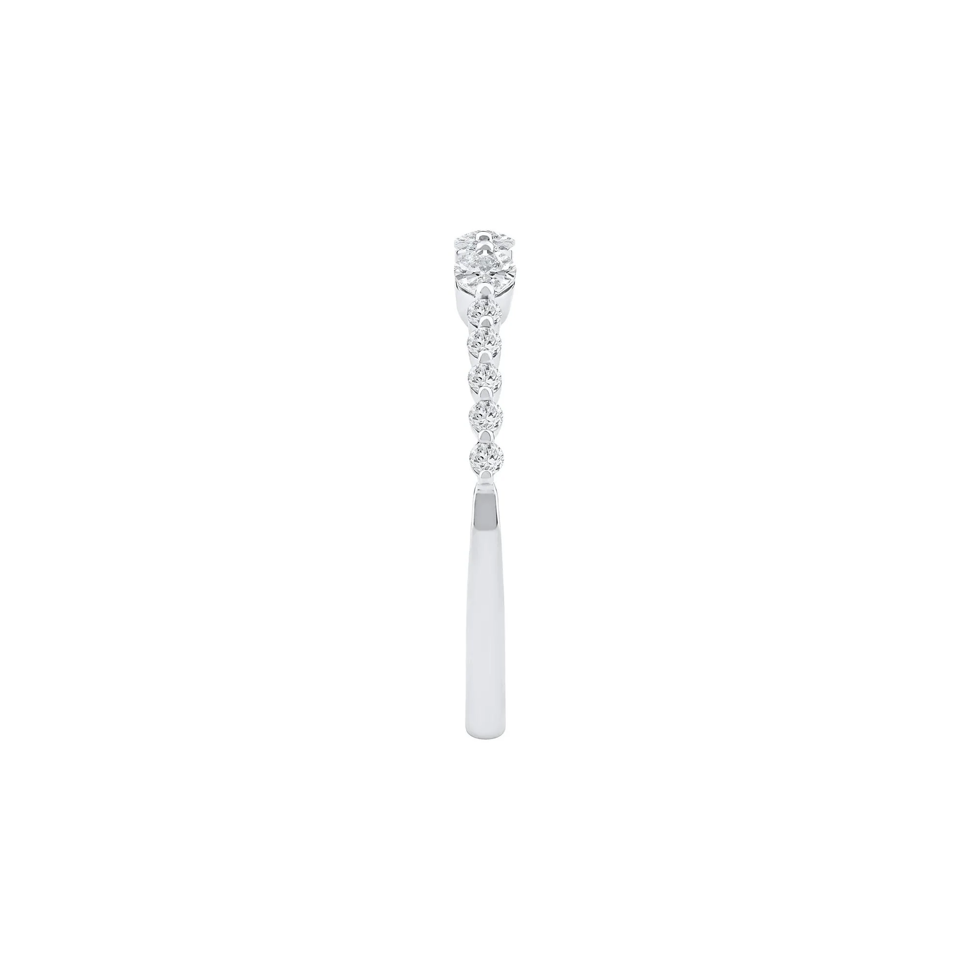 1/2 CT. Tw. Lab Grown Diamond Oval Band Ring 10K White Gold Round Brilliant Cut Size 8 2mm - Image 3