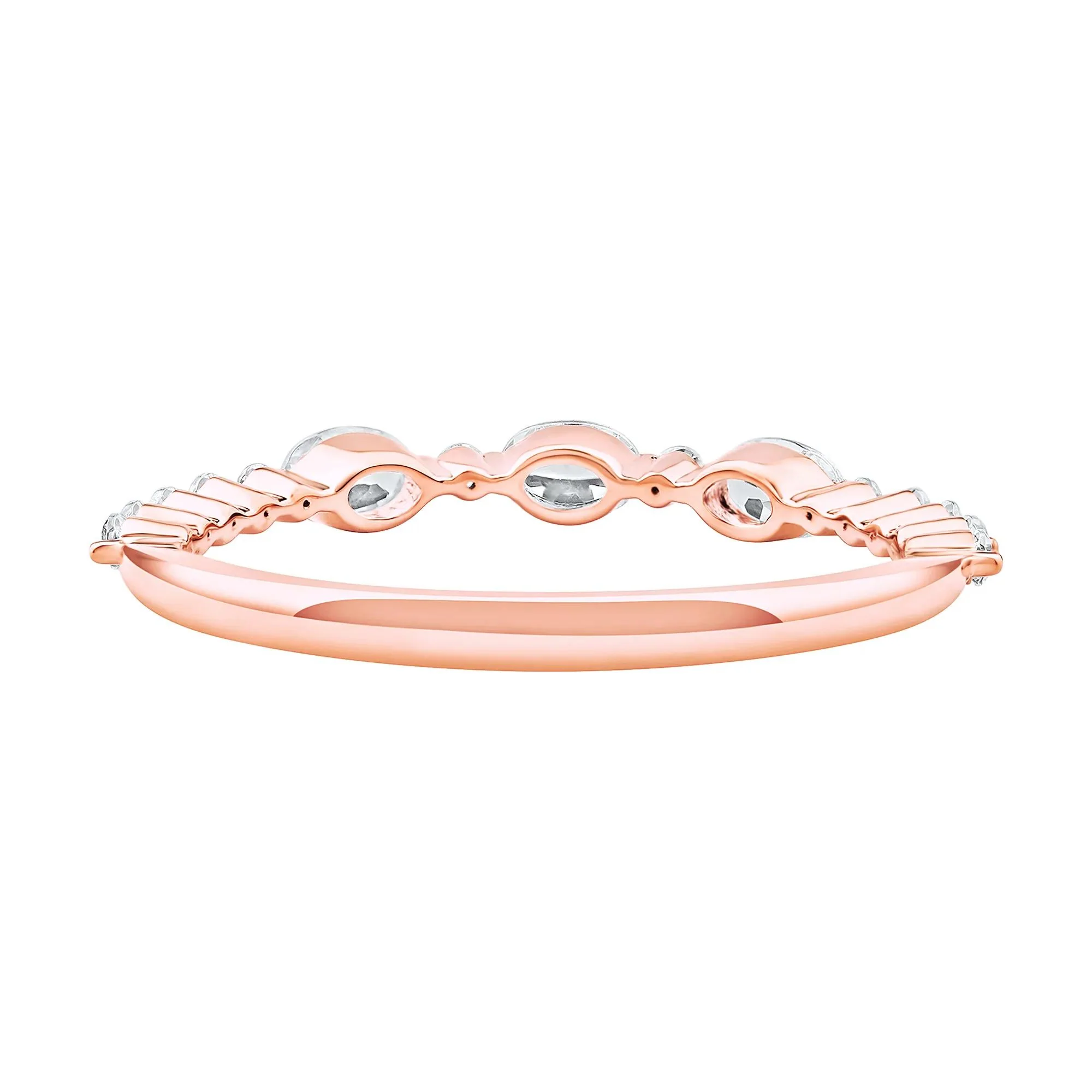1/2 CT. Tw. Lab Grown Diamond Oval Band Ring 10K Rose Gold Round Brilliant Cut Size 5 2mm - Image 3