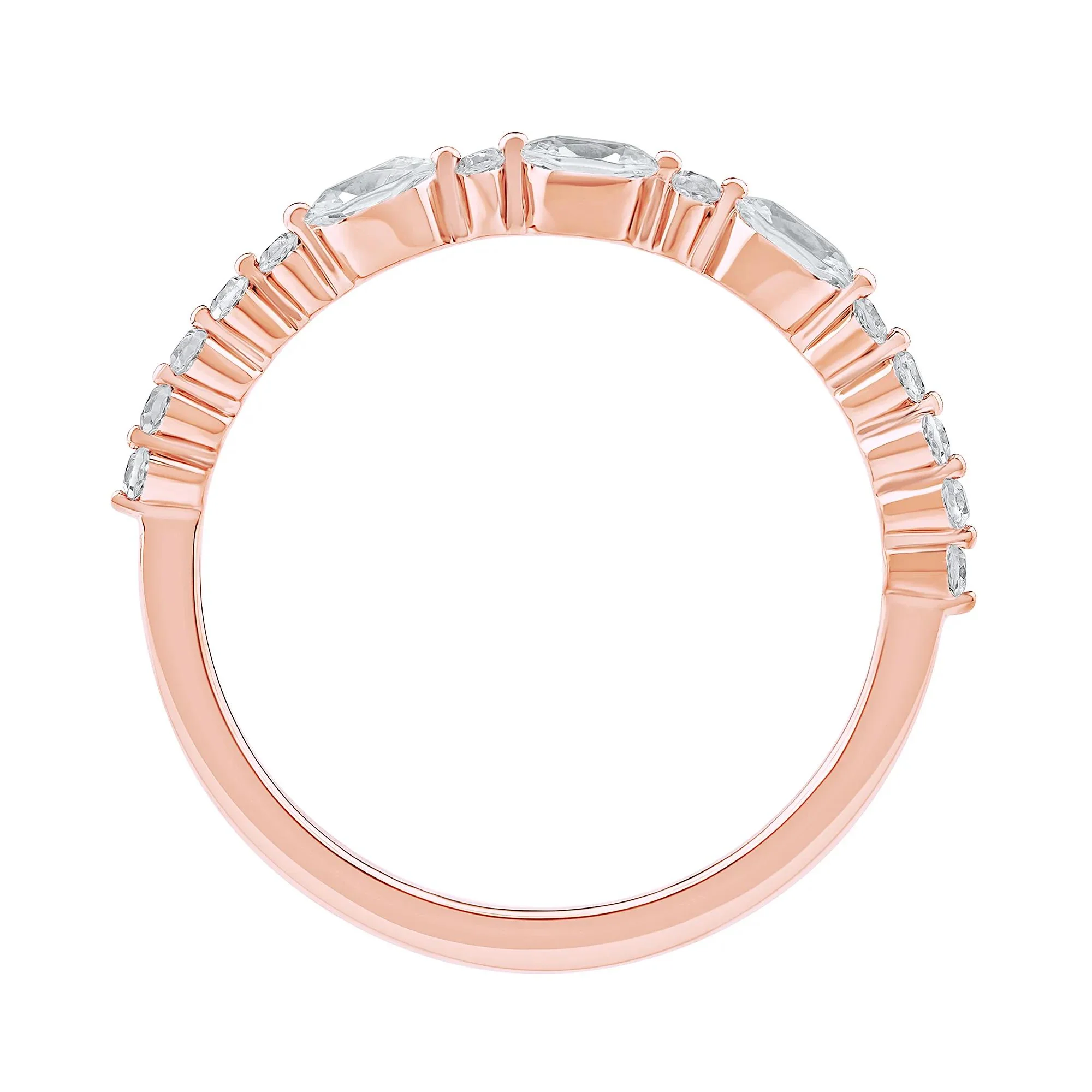 1/2 CT. Tw. Lab Grown Diamond Oval Band Ring 10K Rose Gold Round Brilliant Cut Size 7 2mm - Image 2