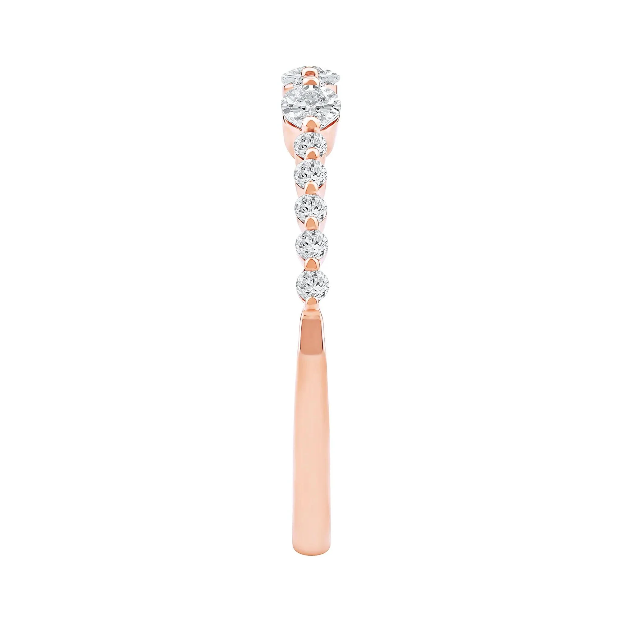 1/2 CT. Tw. Lab Grown Diamond Oval Band Ring 10K Rose Gold Round Brilliant Cut Size 9 2mm - Image 4