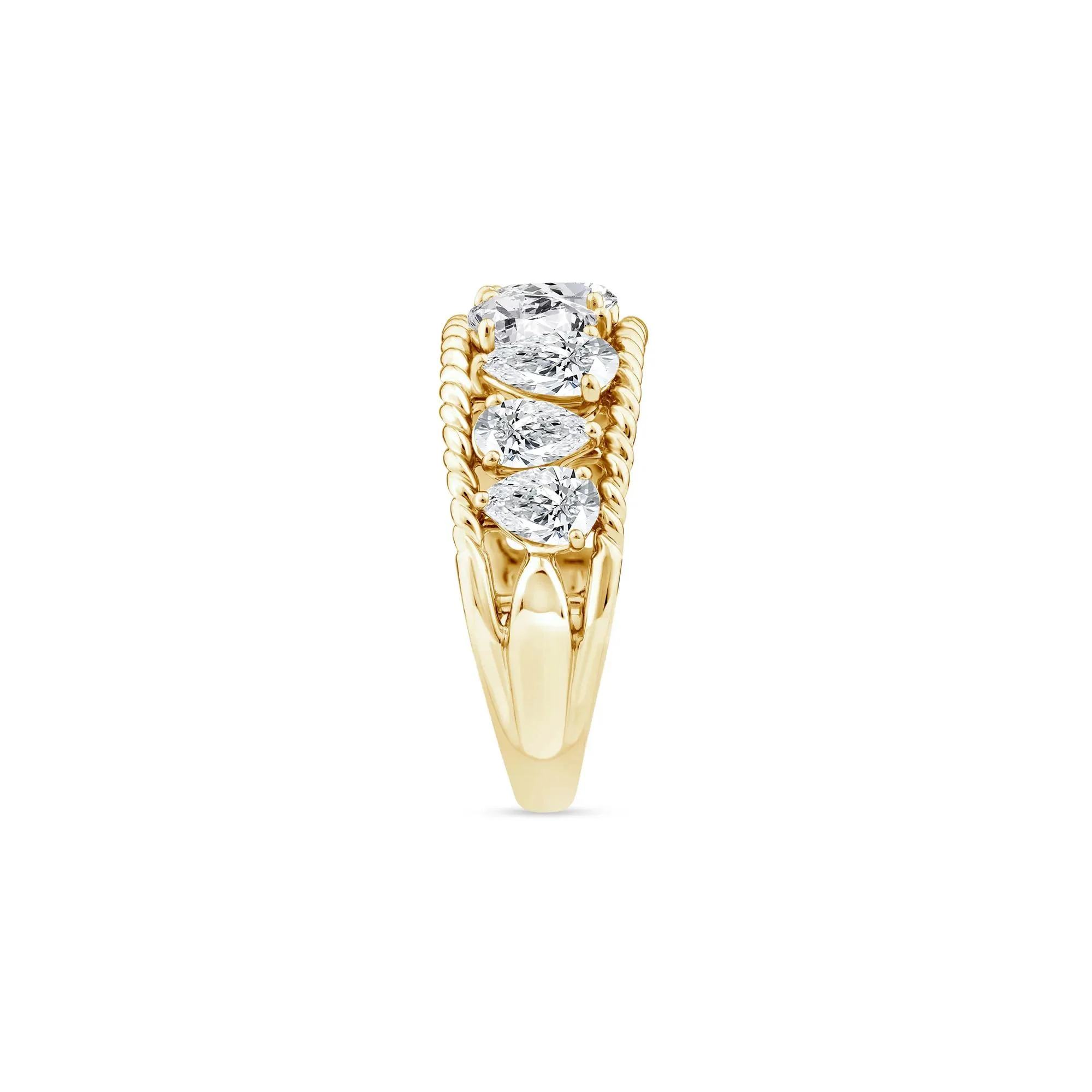 2 CT. Tw. Lab Grown Diamond Pear-Shaped Band Ring 14K Yellow Gold Size 9 - Image 3