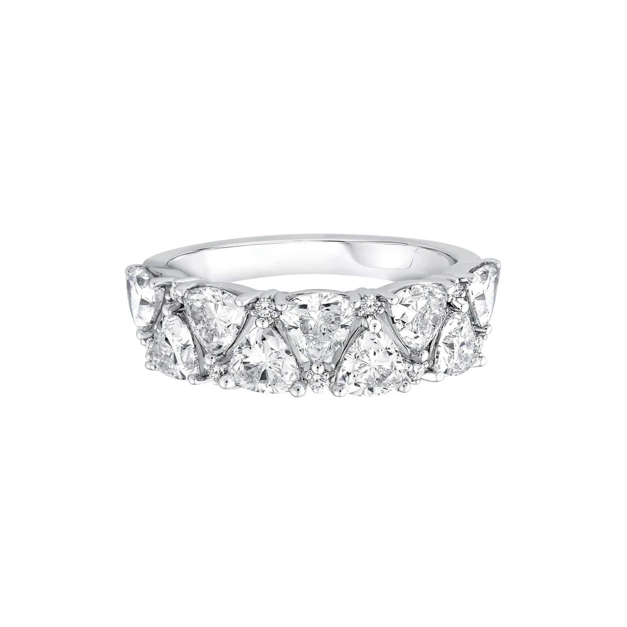 1 3/4 CT. Tw. Lab Grown Diamond Trillion and Round Band Ring 14K White Gold Round Brilliant Cut Size 7