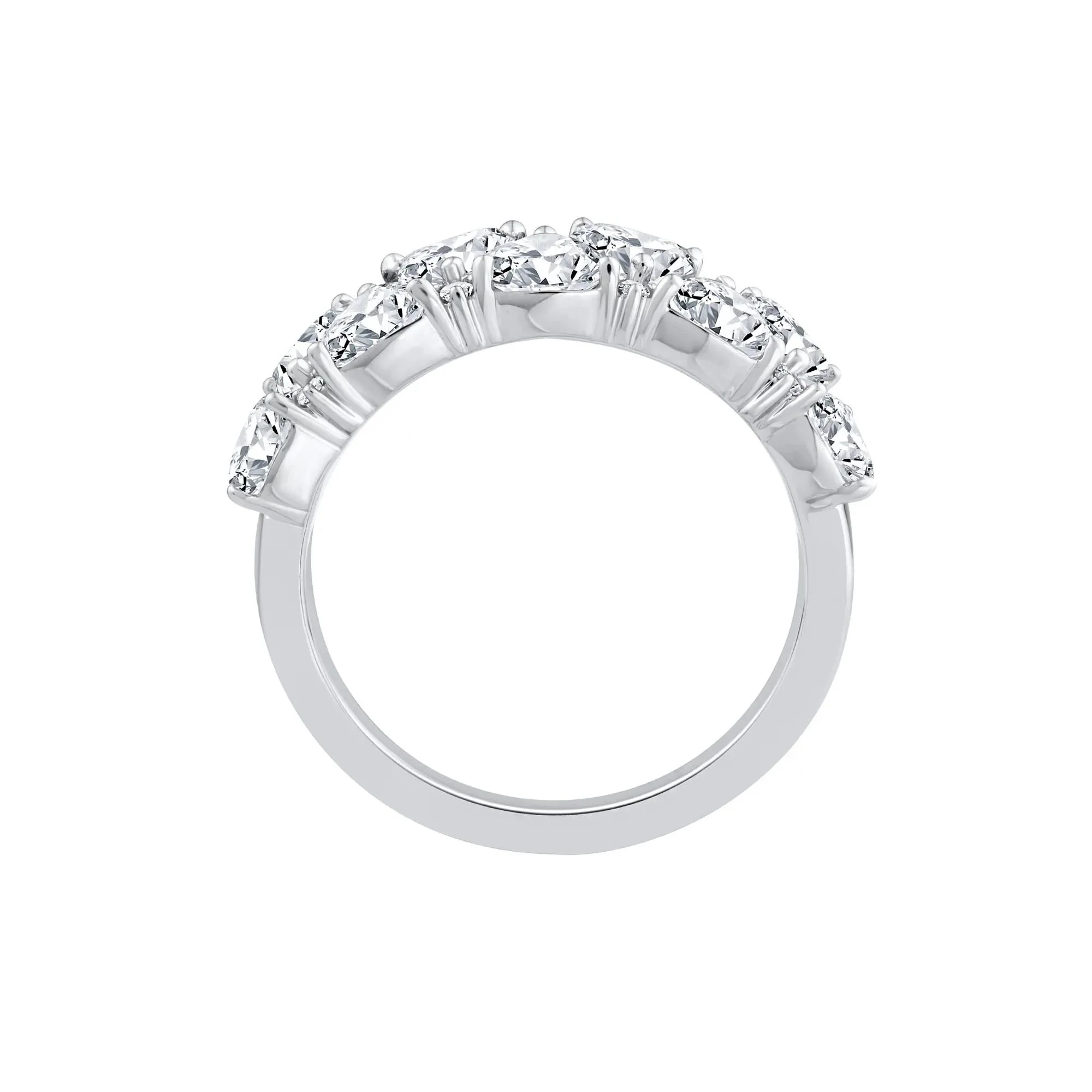 1 3/4 CT. Tw. Lab Grown Diamond Trillion and Round Band Ring 14K White Gold Round Brilliant Cut Size 8 - Image 2