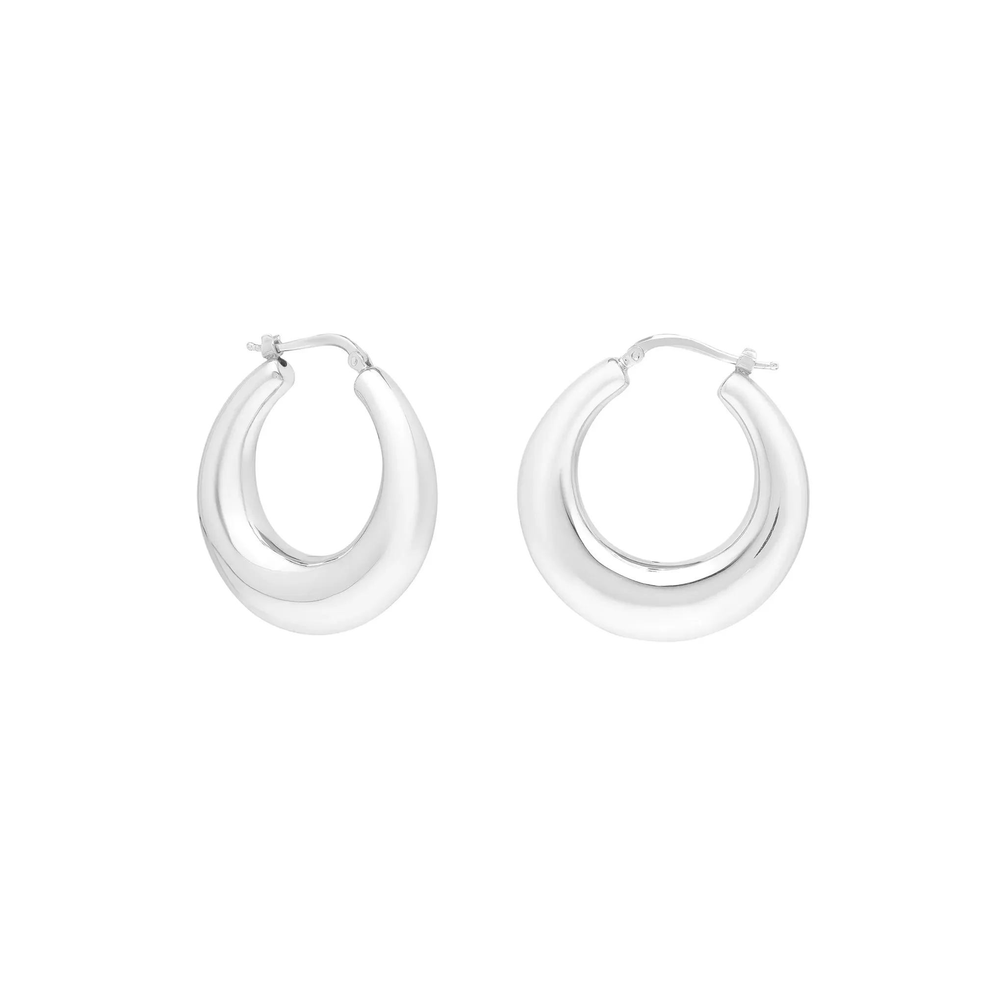 Graduated Hoop Earrings .925 Sterling Silver White Size 32.00mm