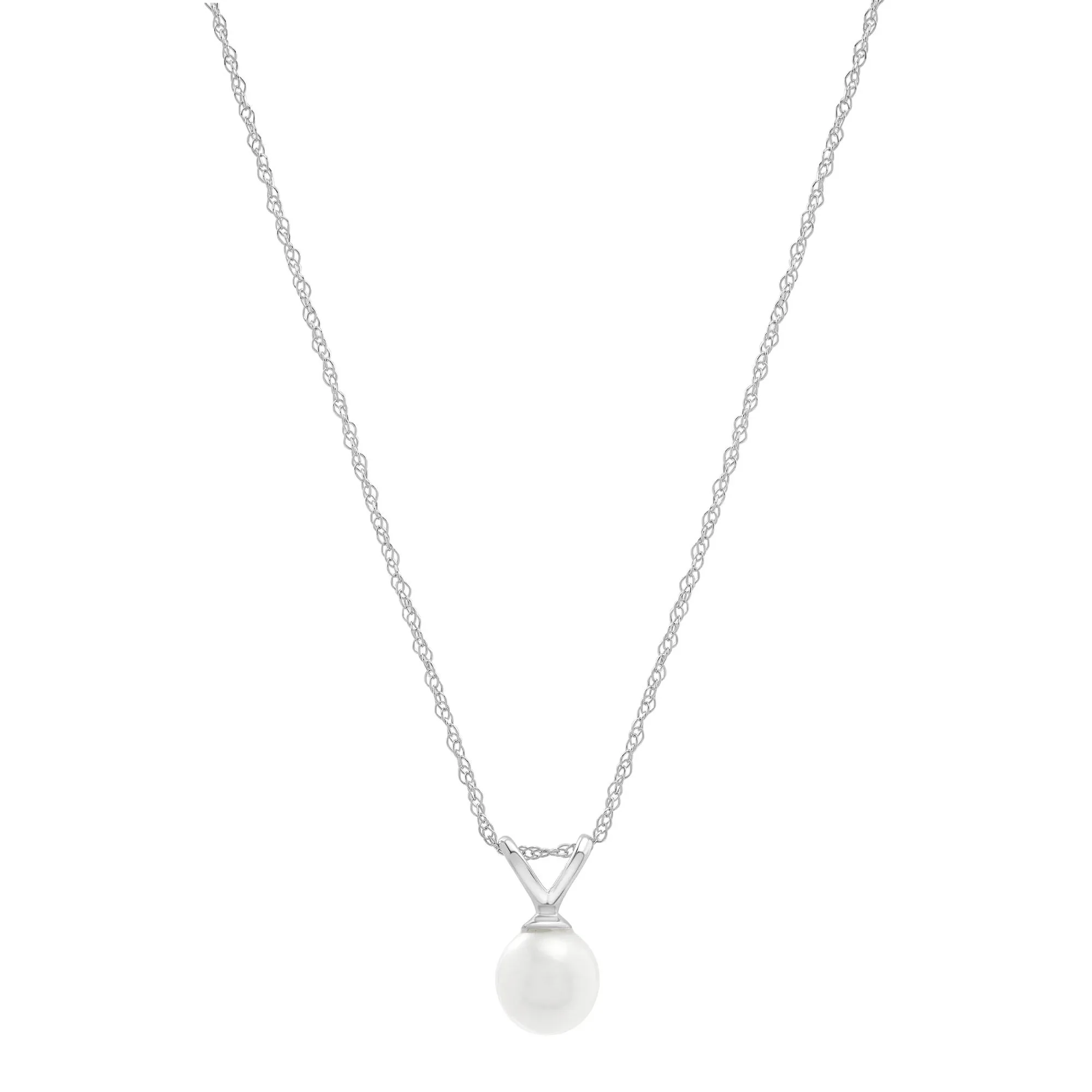 Freshwater Cultured Pearl Pendant Necklace 10K White Gold Size 18"