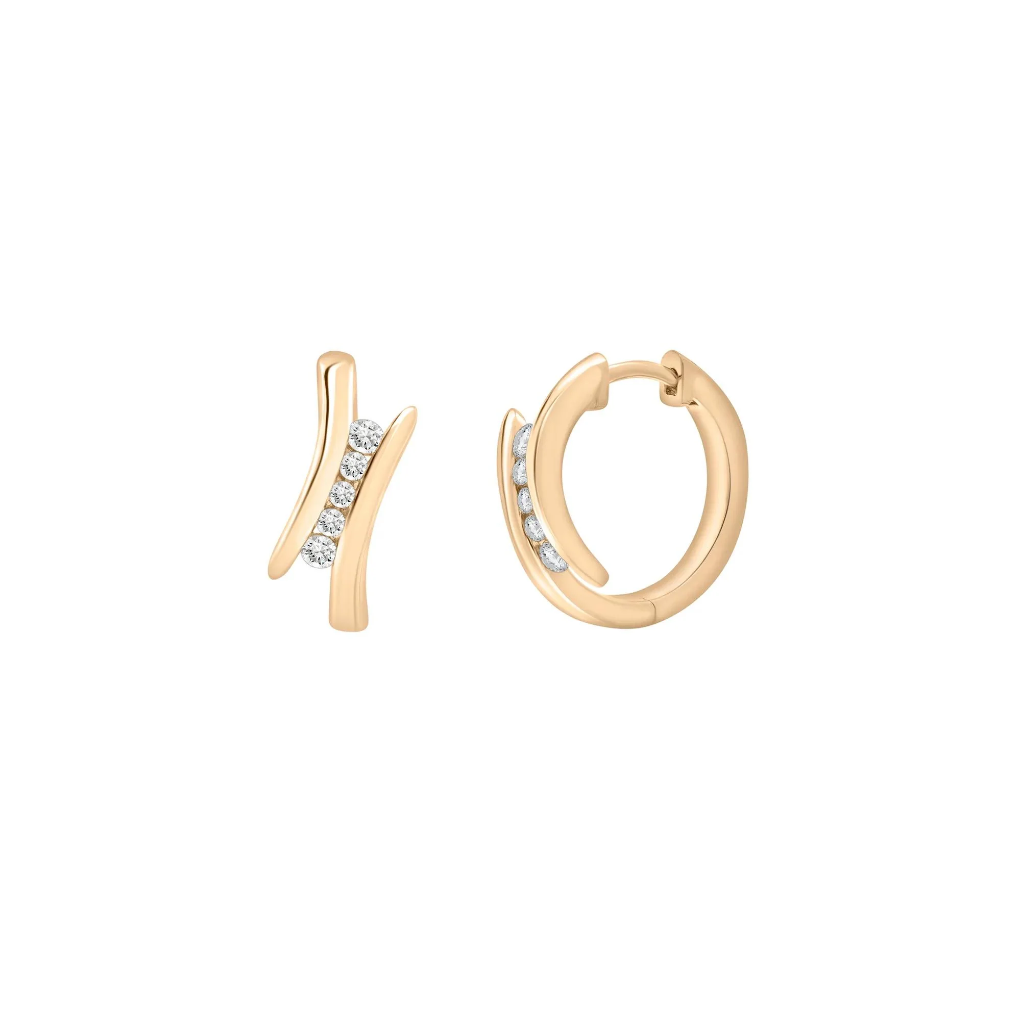 1/4 CT. Tw. Diamond Bypass Hoop Earrings 10K Yellow Gold Size 8.50mm