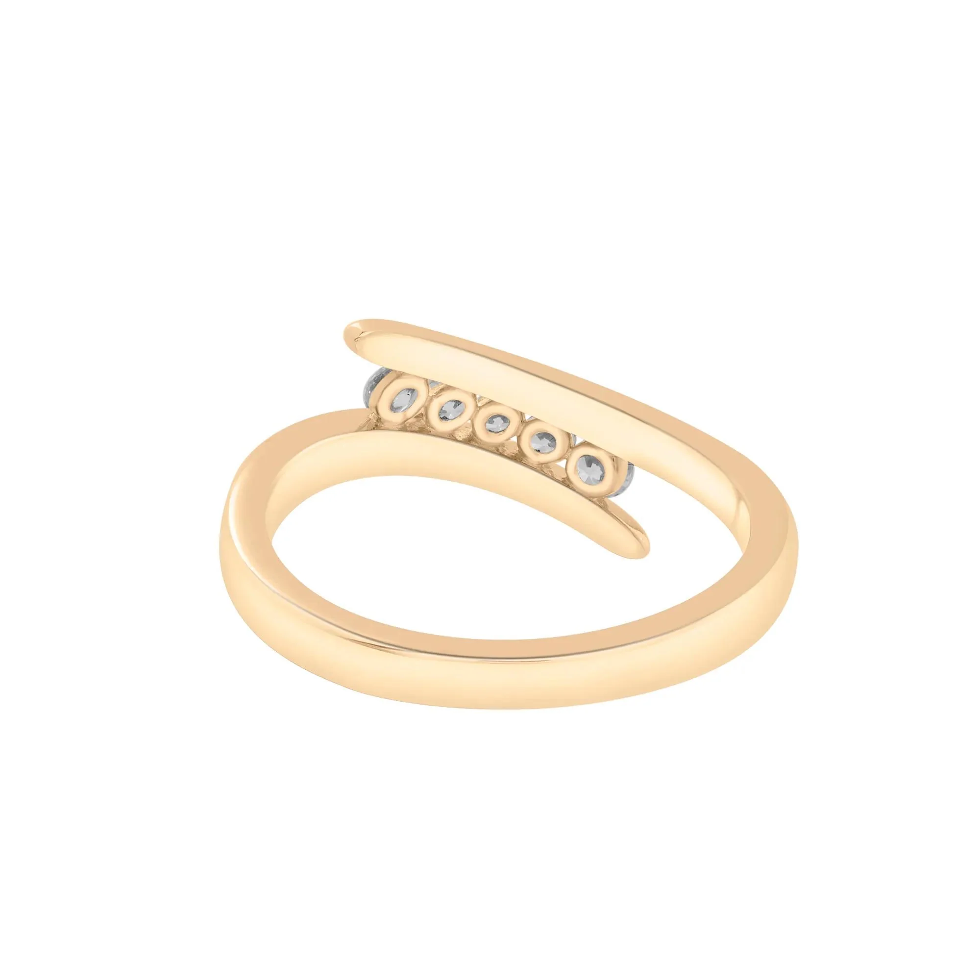 1/4 CT. Tw. Diamond Bypass Ring 10K Yellow Gold Round Brilliant Cut Size 8.5 2mm - Image 2
