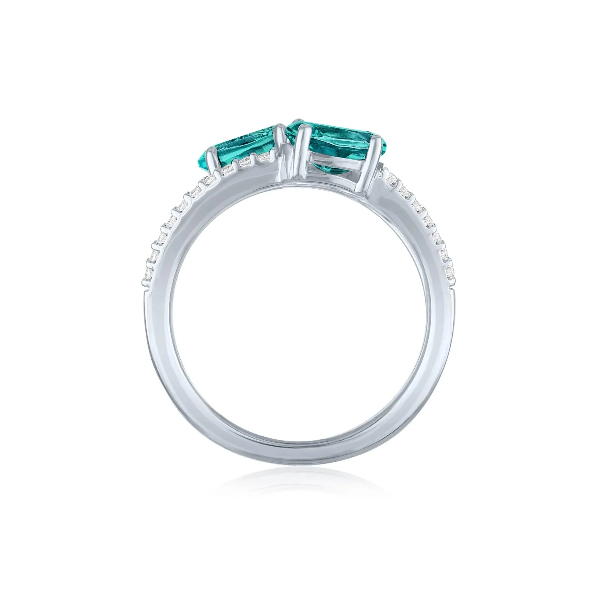 1/4 CT. Tw. Teal Apatite and Diamond Multi-Row Ring .925 Sterling Silver White Size 7 1mm