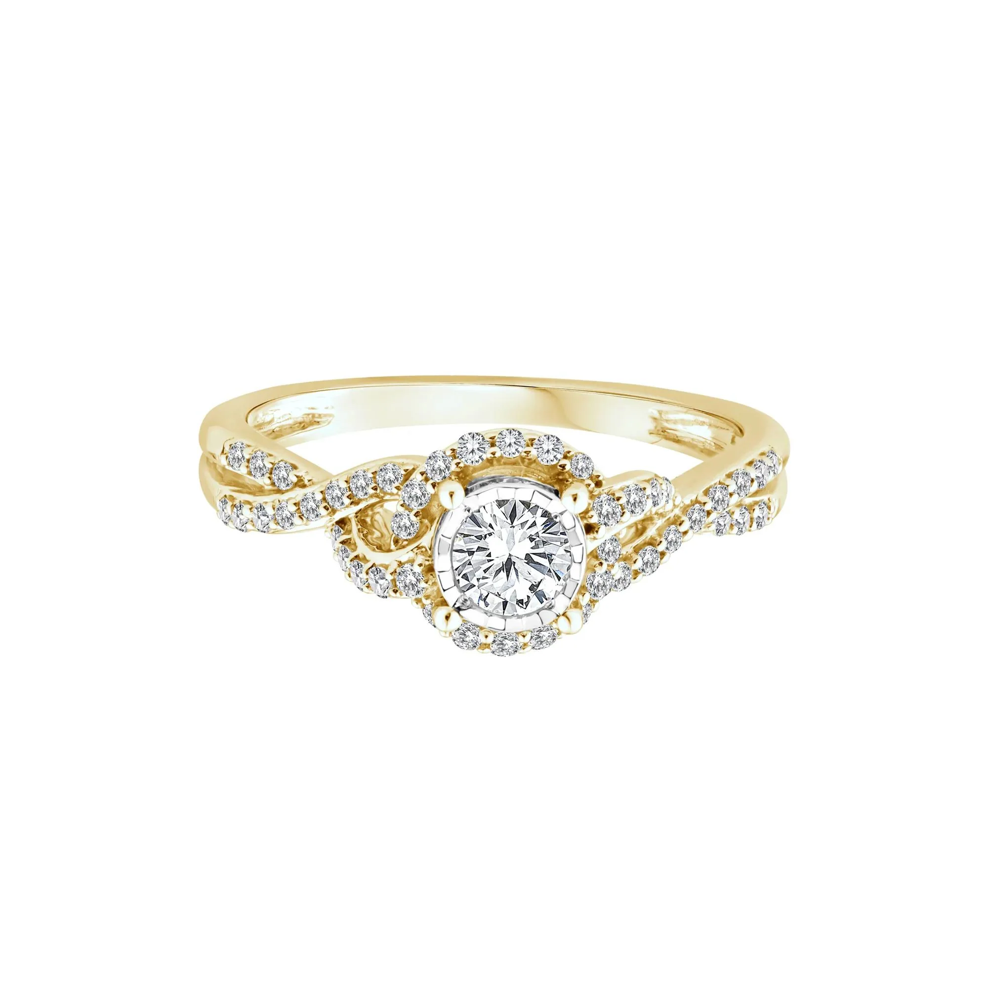 1/2 CT. Tw. Lab Grown Diamond Promise Ring 10K Yellow Gold Round Brilliant Cut Size 8.5