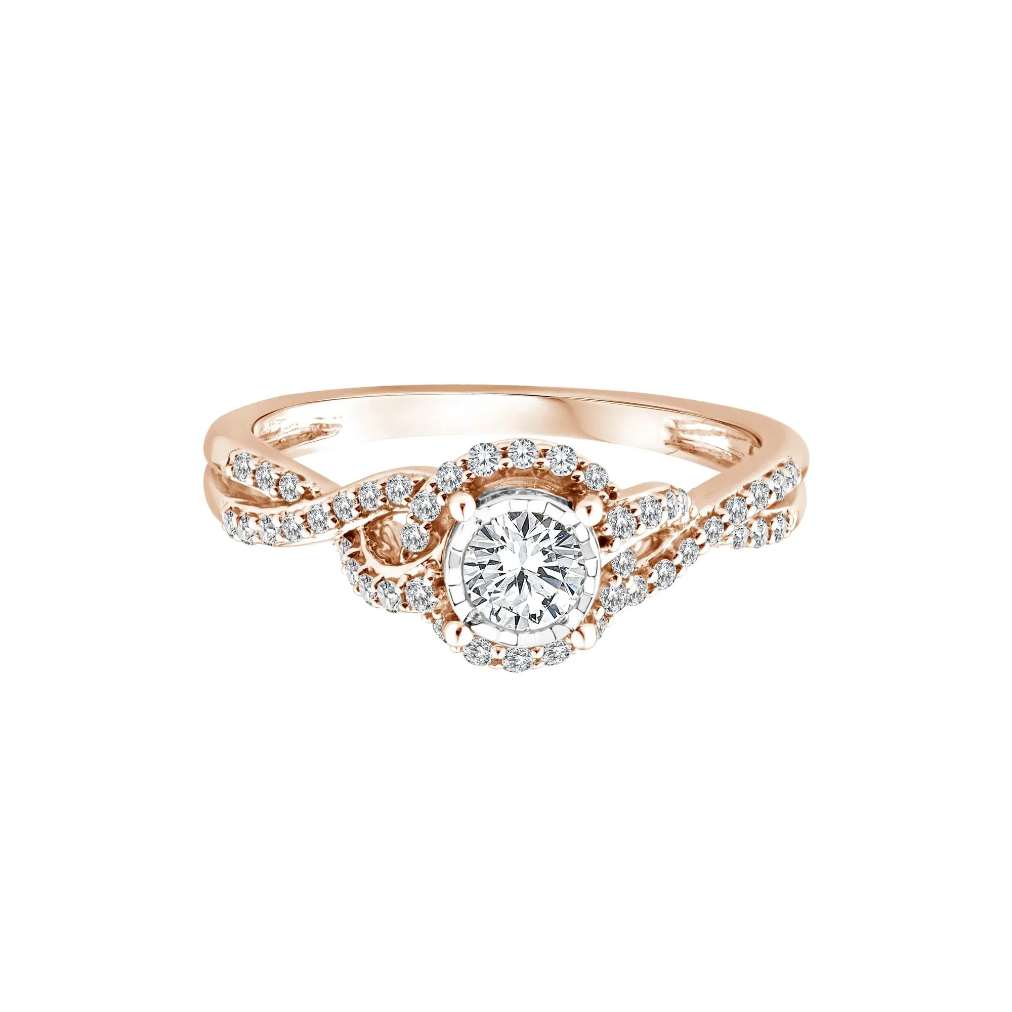 1/2 CT. Tw. Lab Grown Diamond Promise Ring 10K Rose Gold Round Brilliant Cut Size 7