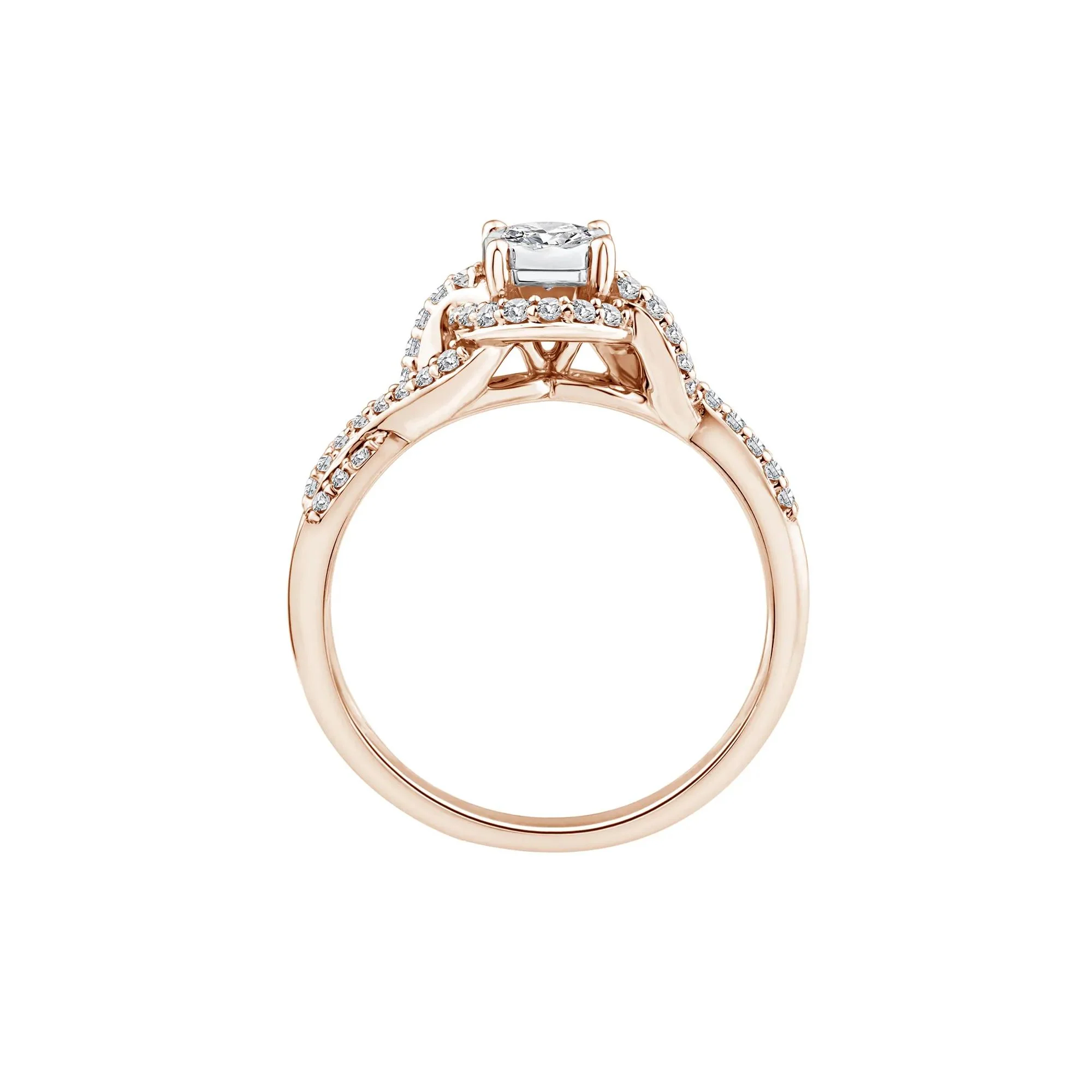 1/2 CT. Tw. Lab Grown Diamond Promise Ring 10K Rose Gold Round Brilliant Cut Size 7.5 - Image 2