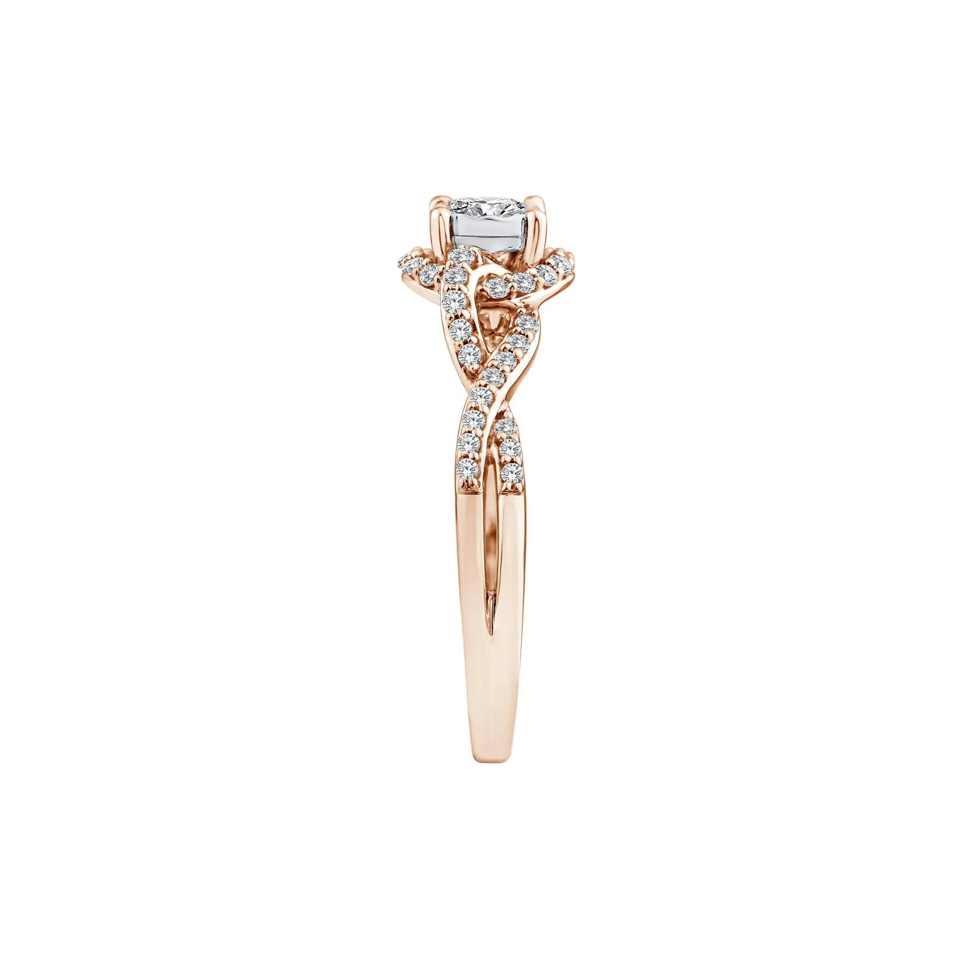 1/2 CT. Tw. Lab Grown Diamond Promise Ring 10K Rose Gold Round Brilliant Cut Size 9 - Image 3