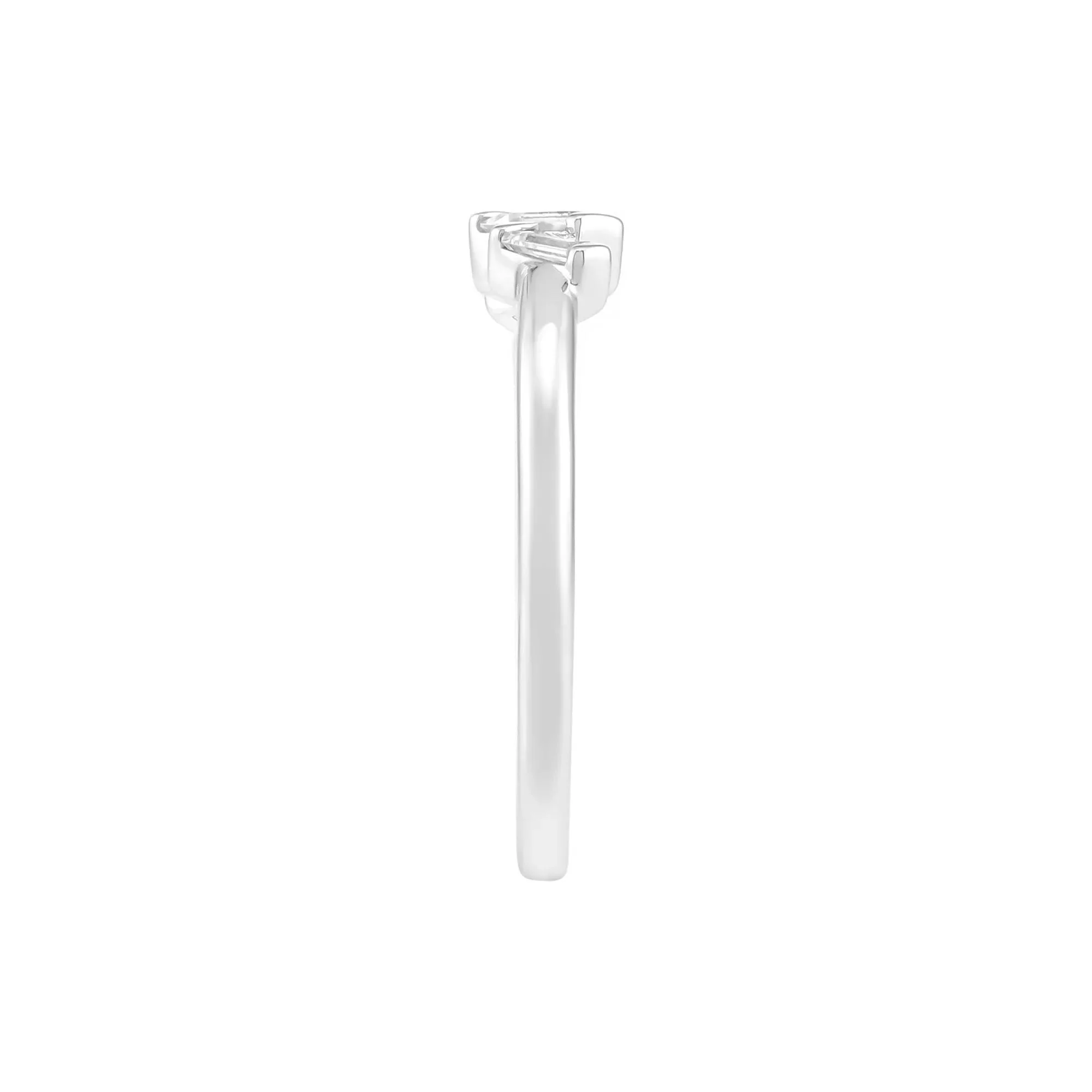 Lab-Created White Sapphire Three-Stone Stack Ring .925 Sterling Silver Size 5.5 1.5mm - Image 2