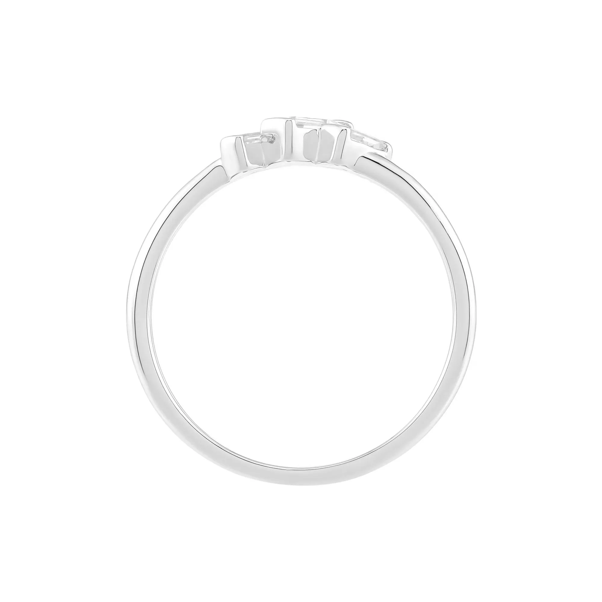 Lab-Created White Sapphire Three-Stone Stack Ring .925 Sterling Silver Size 9 1.5mm - Image 3