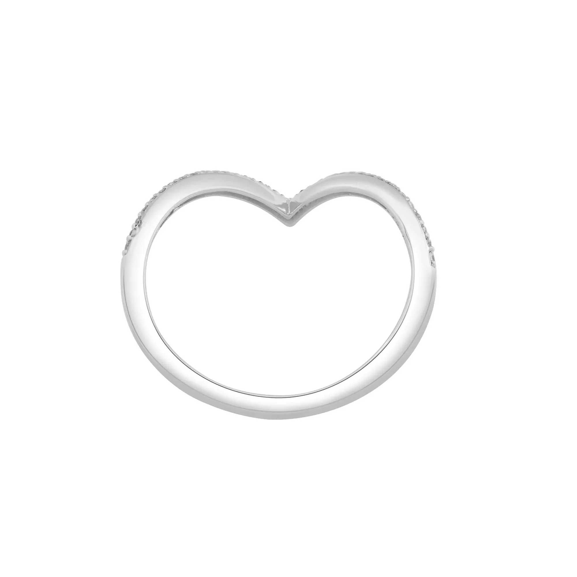 Diamond Chevron Ring .925 Sterling Silver White Size 6 1mm - Image 4