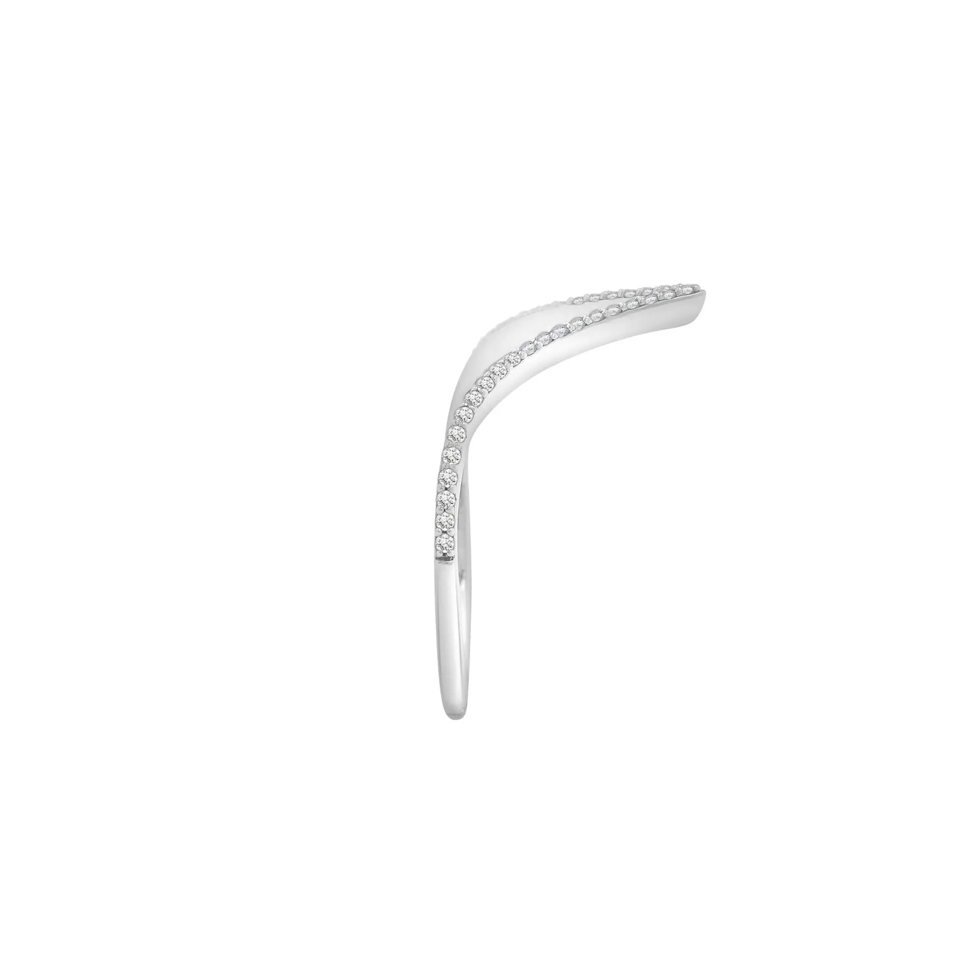 Diamond Chevron Ring .925 Sterling Silver White Size 7 1mm - Image 3