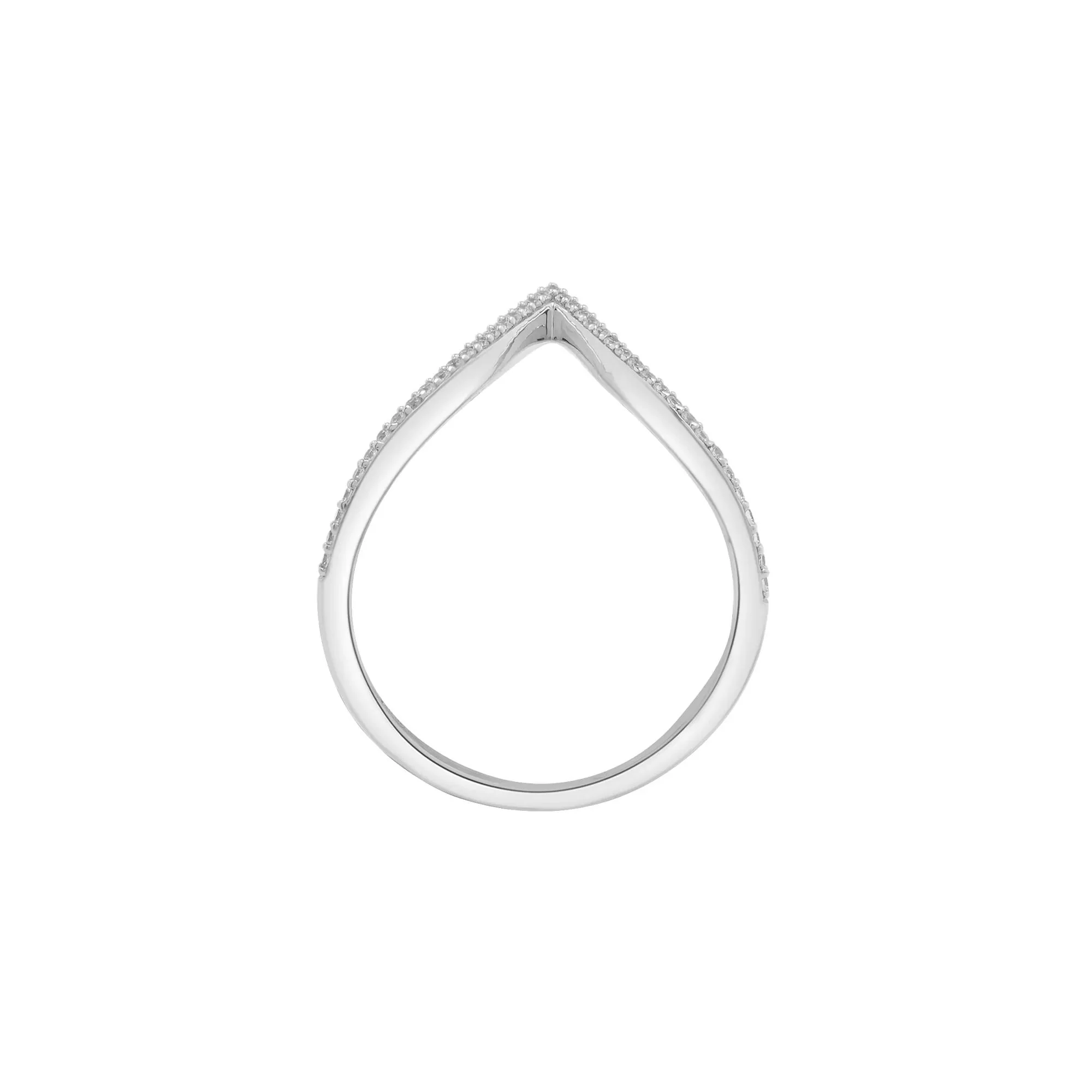Diamond Chevron Ring .925 Sterling Silver White Size 8.5 1mm - Image 2