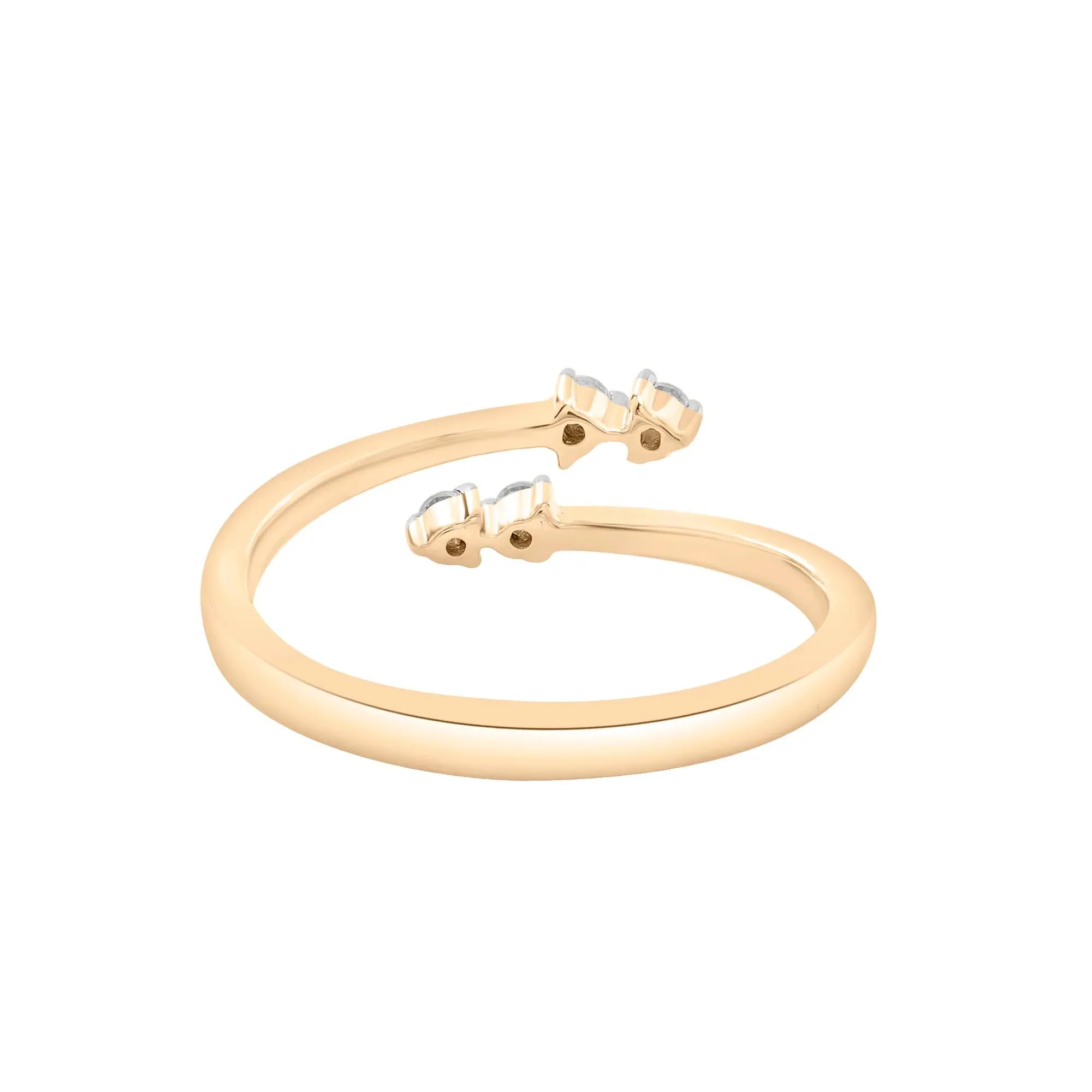 1/10 CT. Tw. Diamond Open Bypass Ring 10K Yellow Gold Round Brilliant Cut Size 6 2mm - Image 4