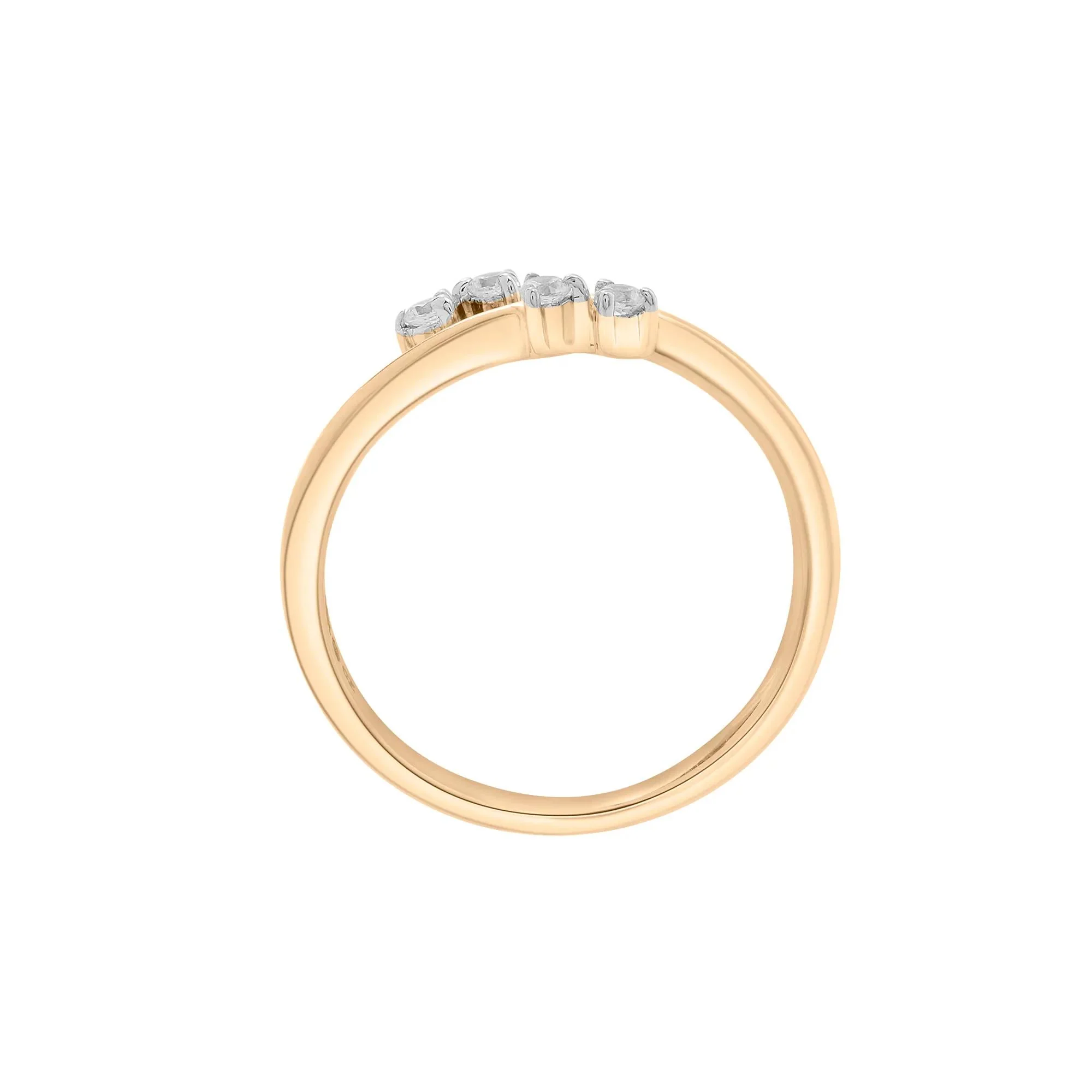 1/10 CT. Tw. Diamond Open Bypass Ring 10K Yellow Gold Round Brilliant Cut Size 6.5 2mm - Image 2