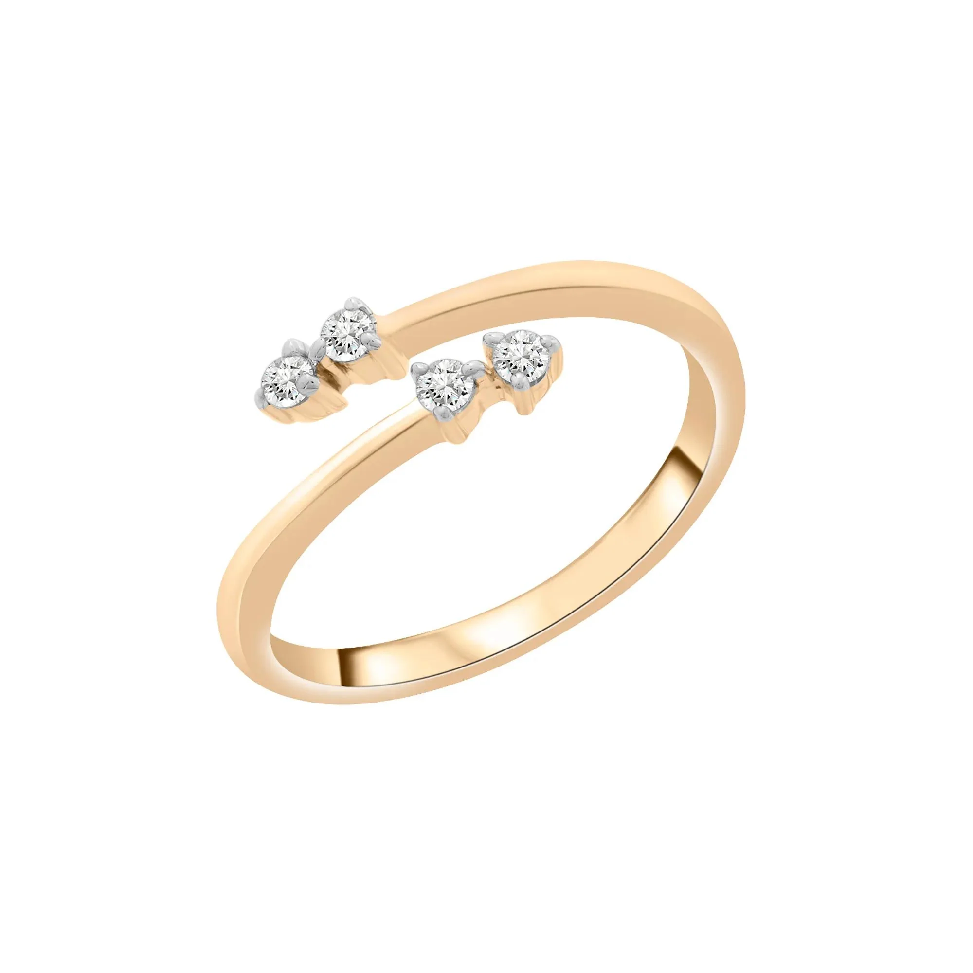 1/10 CT. Tw. Diamond Open Bypass Ring 10K Yellow Gold Round Brilliant Cut Size 7 2mm - Image 5