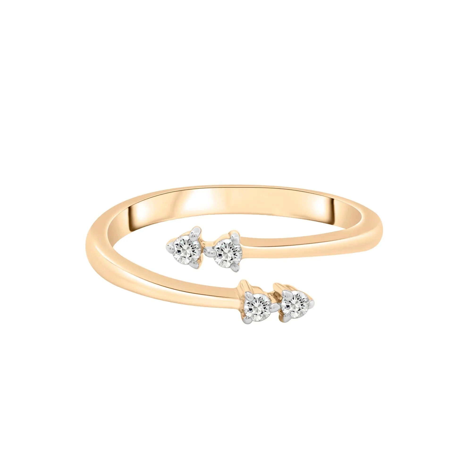 1/10 CT. Tw. Diamond Open Bypass Ring 10K Yellow Gold Round Brilliant Cut Size 8.5 2mm