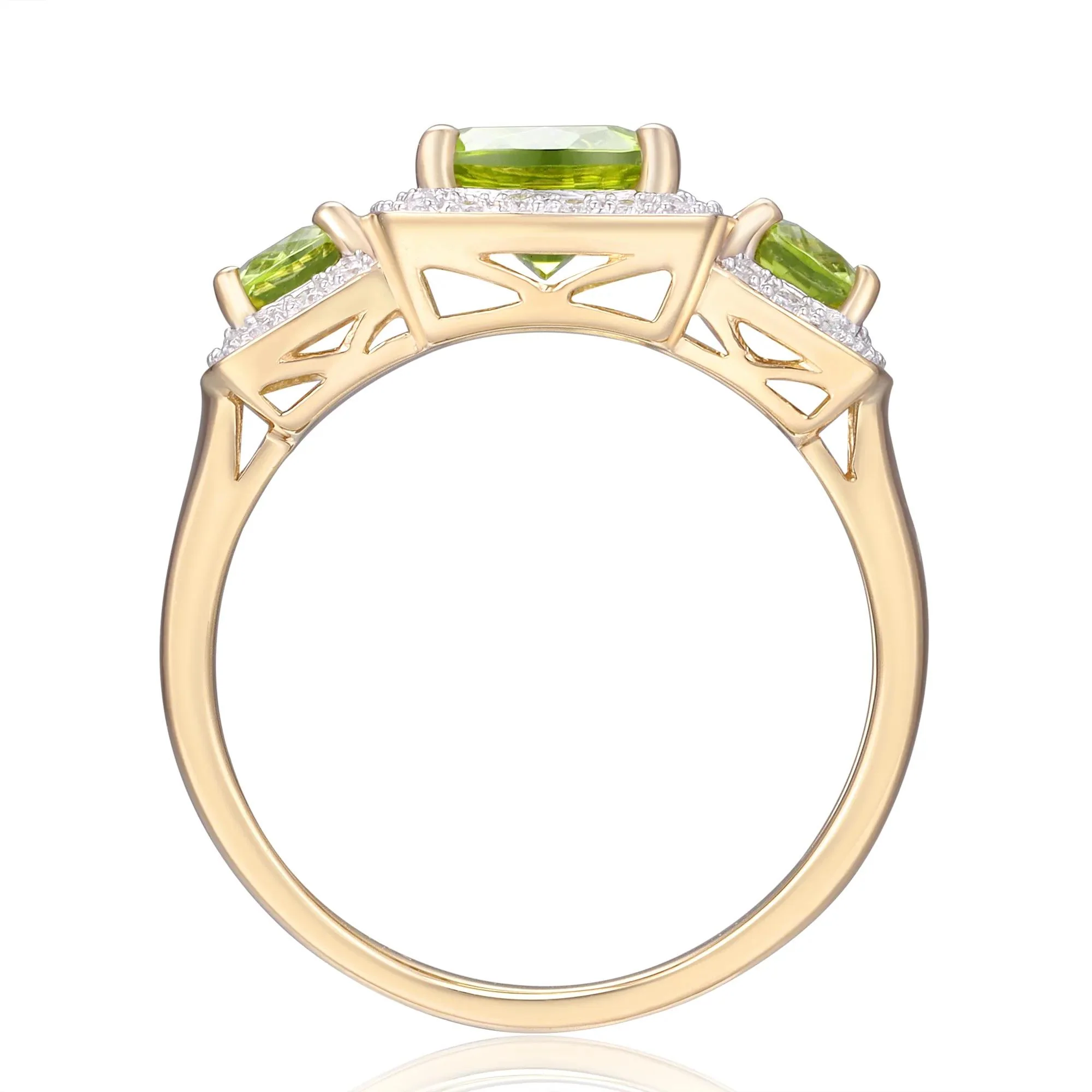 1/5 CT. Tw. Peridot and Diamond Ring 10K Yellow Gold Size 5.5 - Image 2