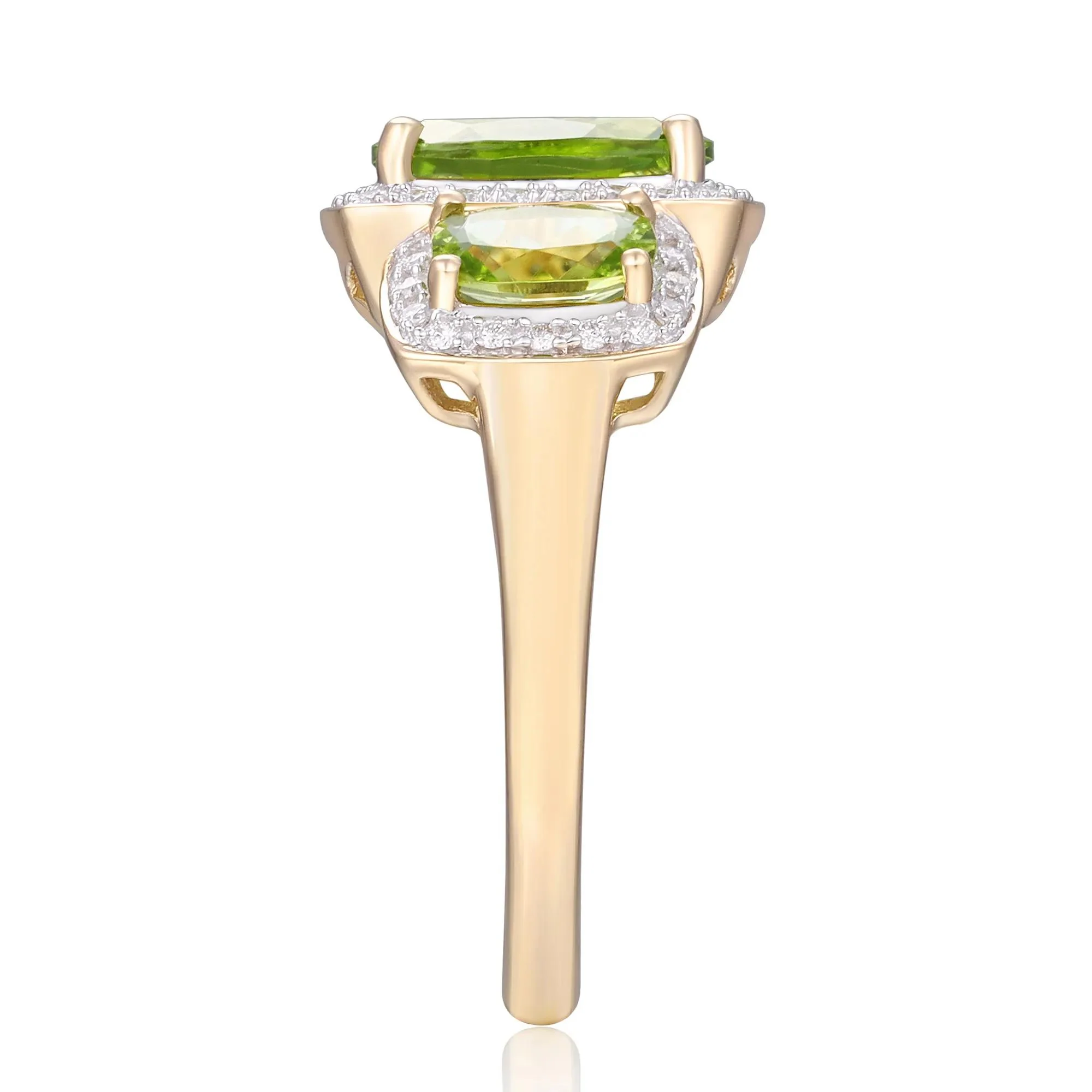 1/5 CT. Tw. Peridot and Diamond Ring 10K Yellow Gold Size 7.5 - Image 3