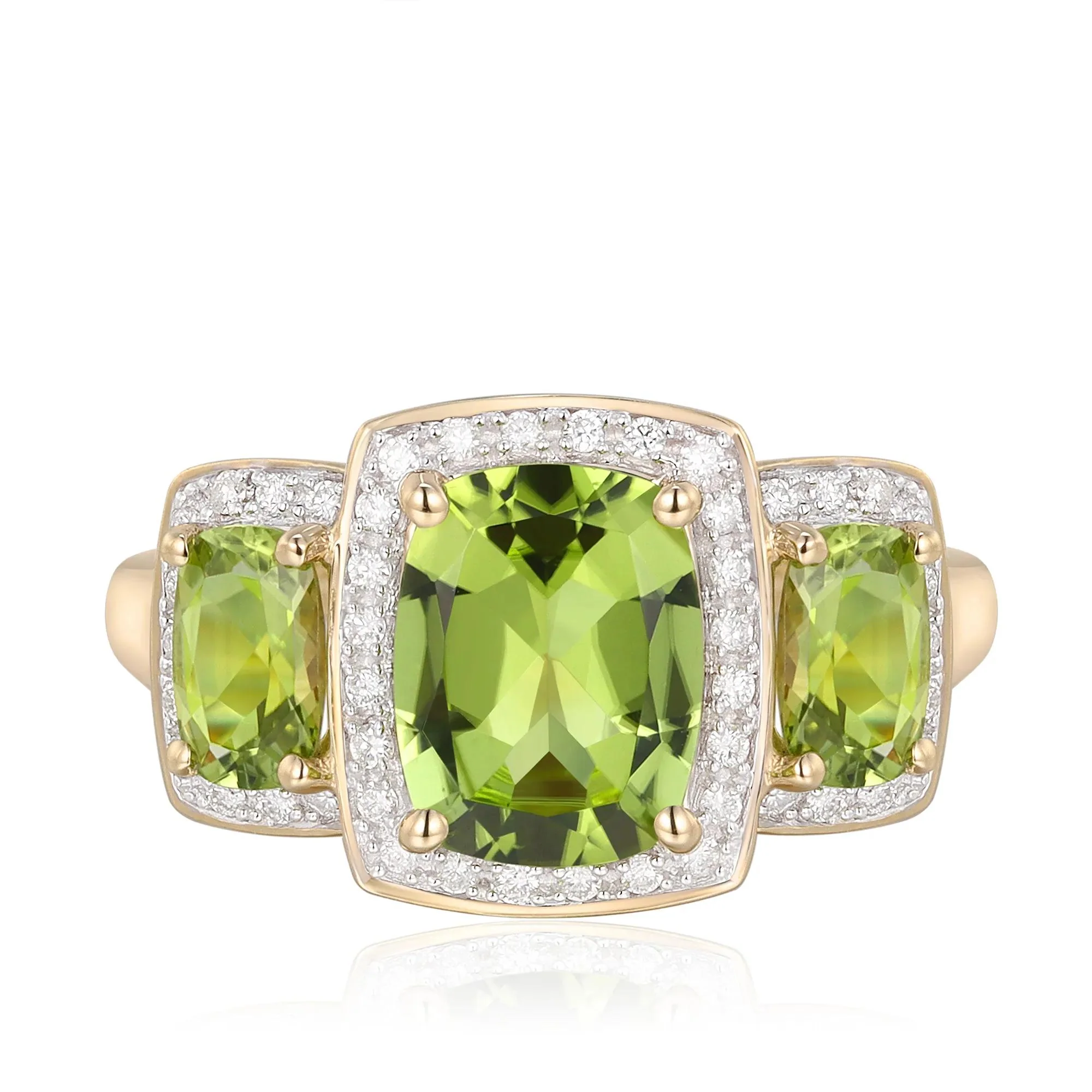 1/5 CT. Tw. Peridot and Diamond Ring 10K Yellow Gold Size 8