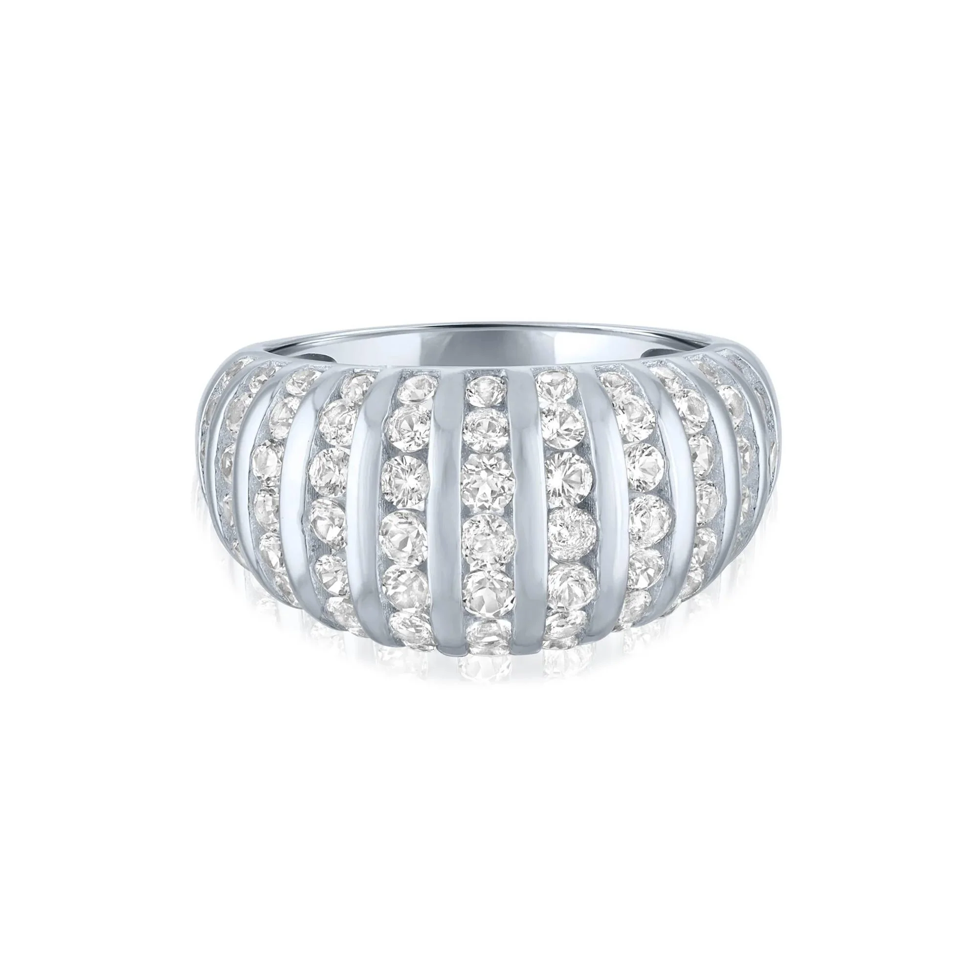 White Sapphire Graduated Wide Band Ring .925 Sterling Silver Size 7 1mm