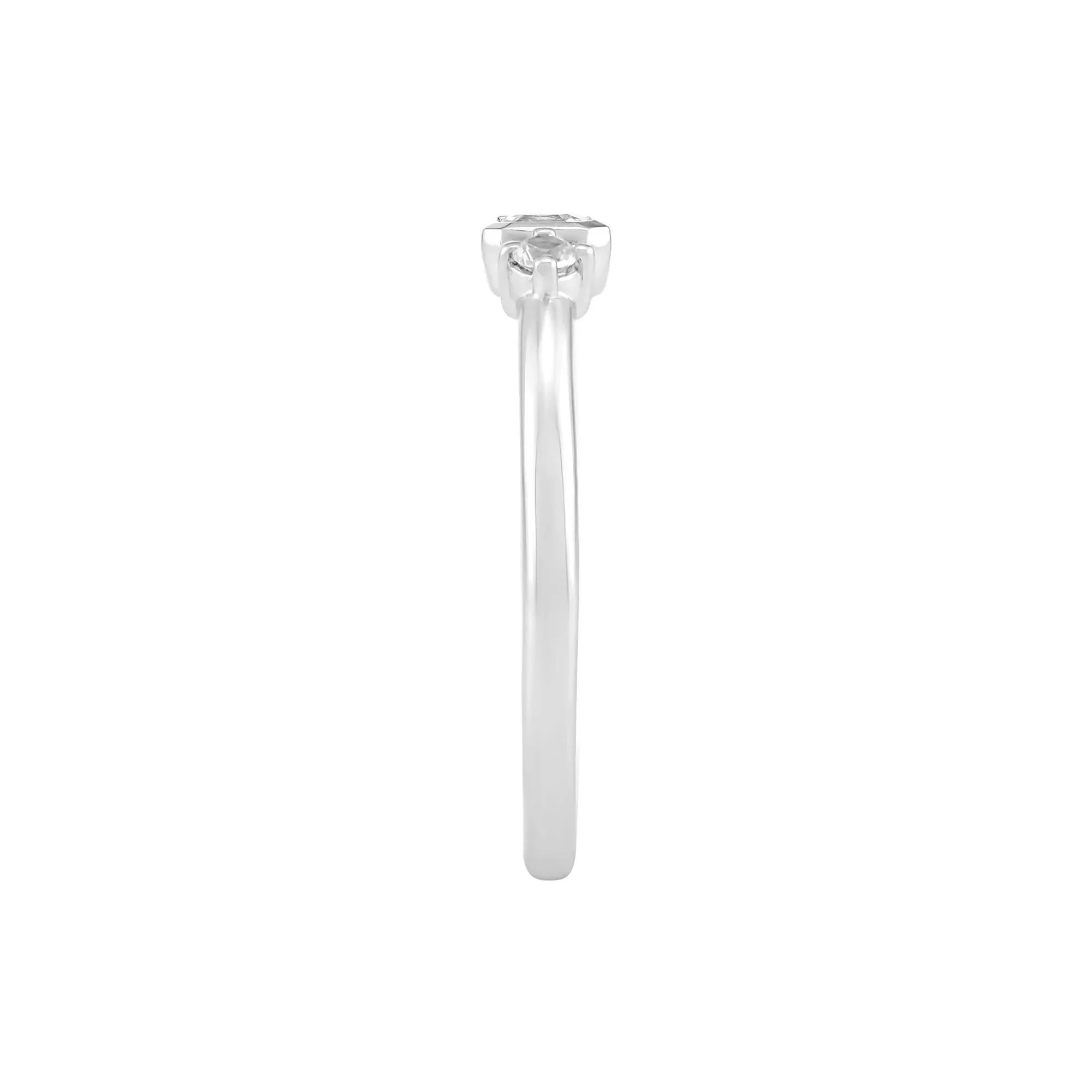 Asscher-Cut Lab-Created White Sapphire Stack Ring .925 Sterling Silver Size 9 1.5mm - Image 2