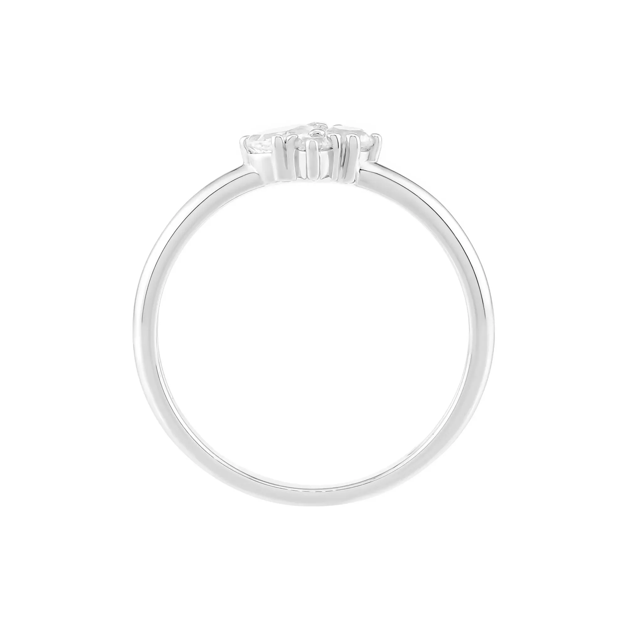 Lab-Created White Sapphire Three-Stone Stack Ring .925 Sterling Silver Round Brilliant Cut Size 5 1.5mm