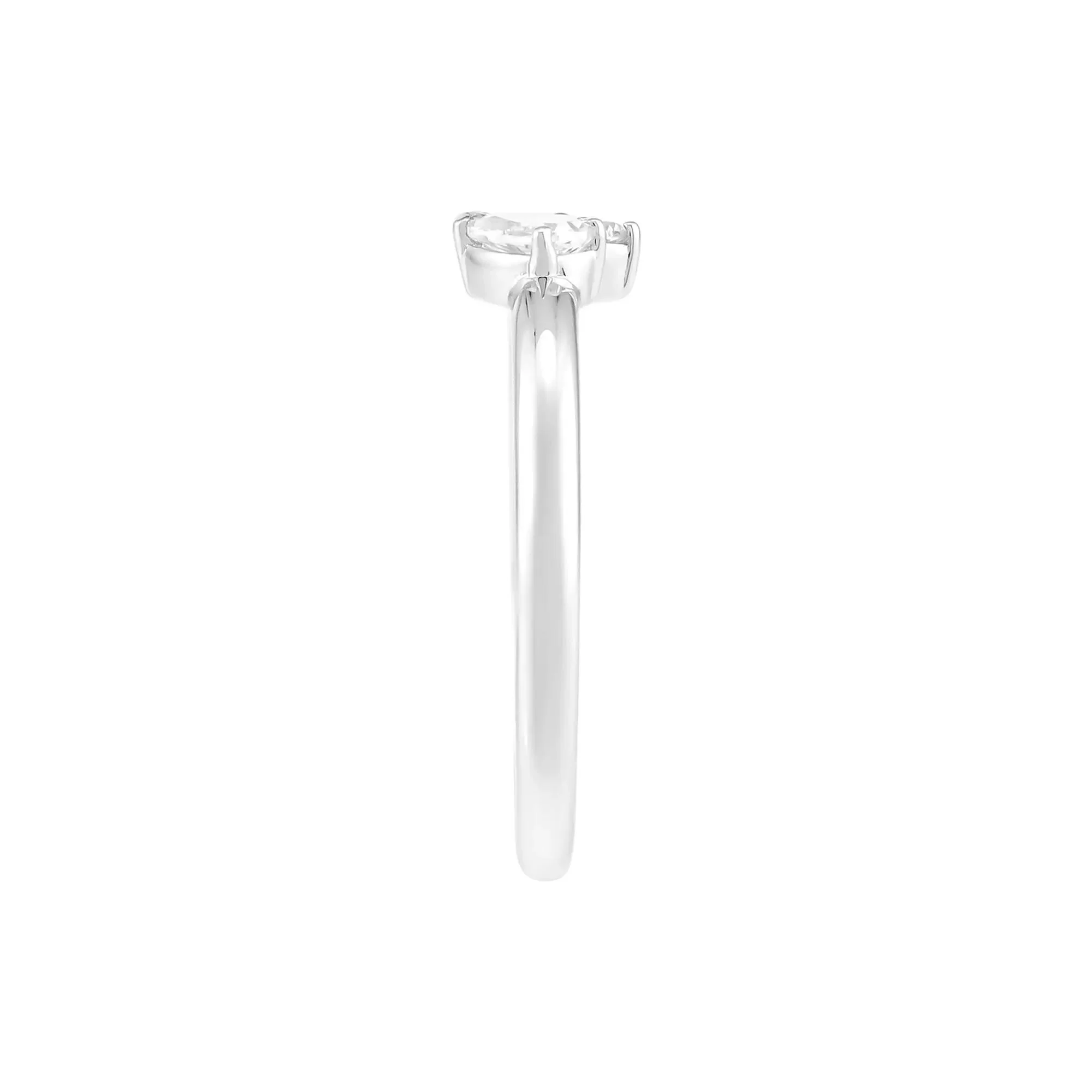 Lab-Created White Sapphire Three-Stone Stack Ring .925 Sterling Silver Round Brilliant Cut Size 5 1.5mm - Image 2